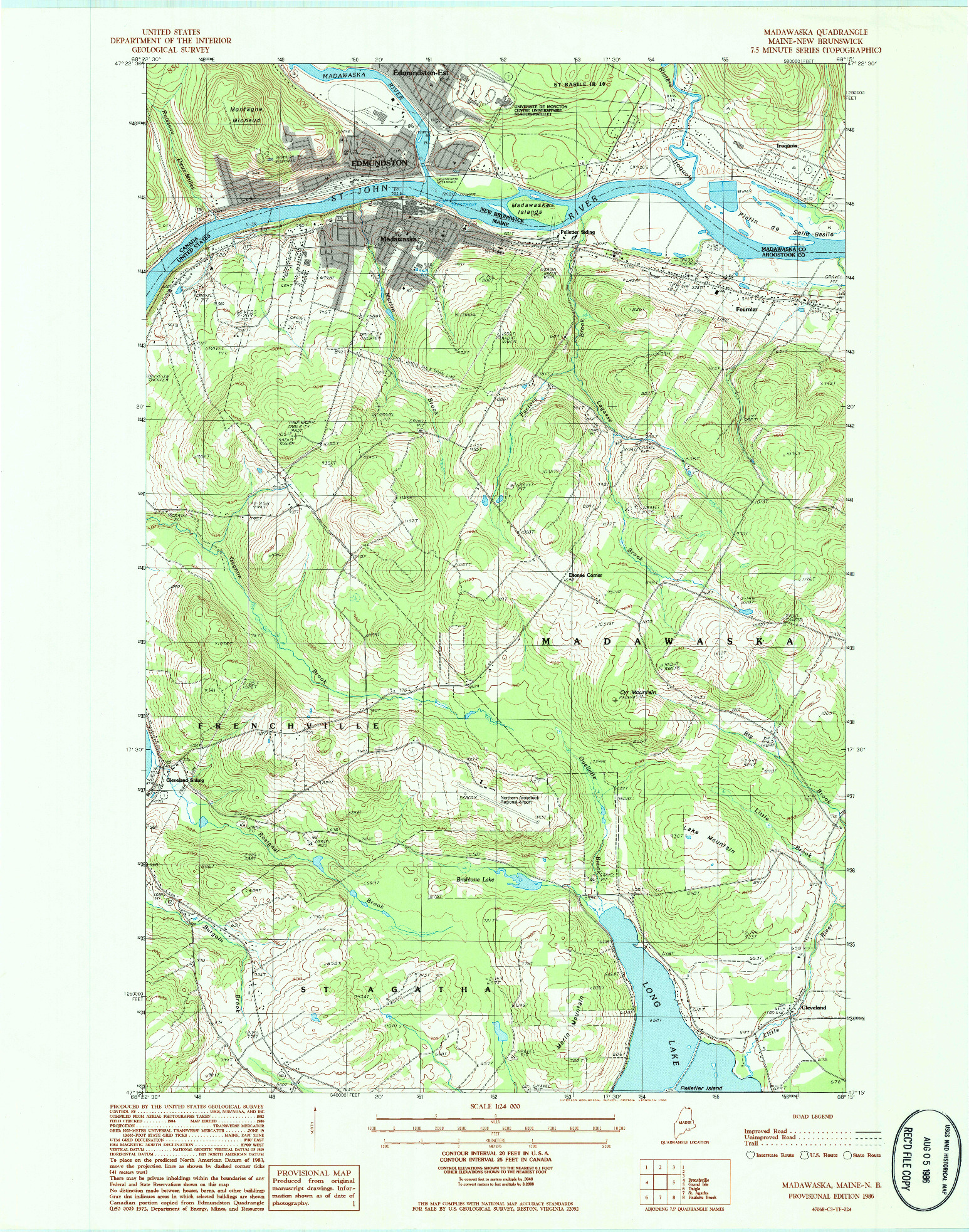 USGS 1:24000-SCALE QUADRANGLE FOR MADAWASKA, ME 1986