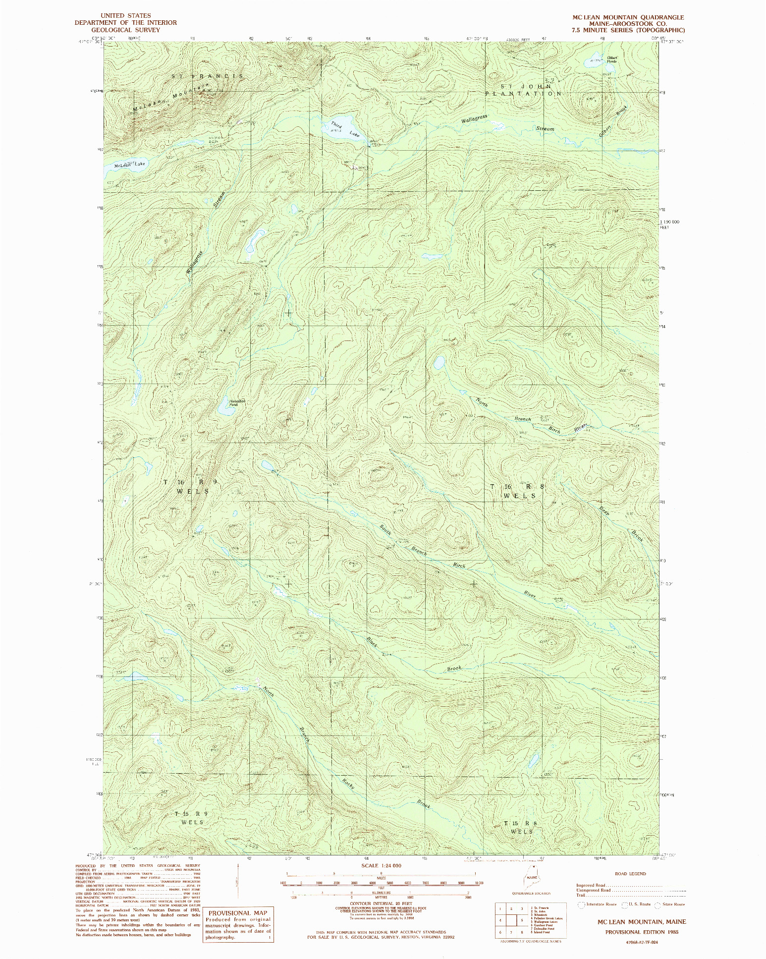 USGS 1:24000-SCALE QUADRANGLE FOR MC LEAN MTN, ME 1985