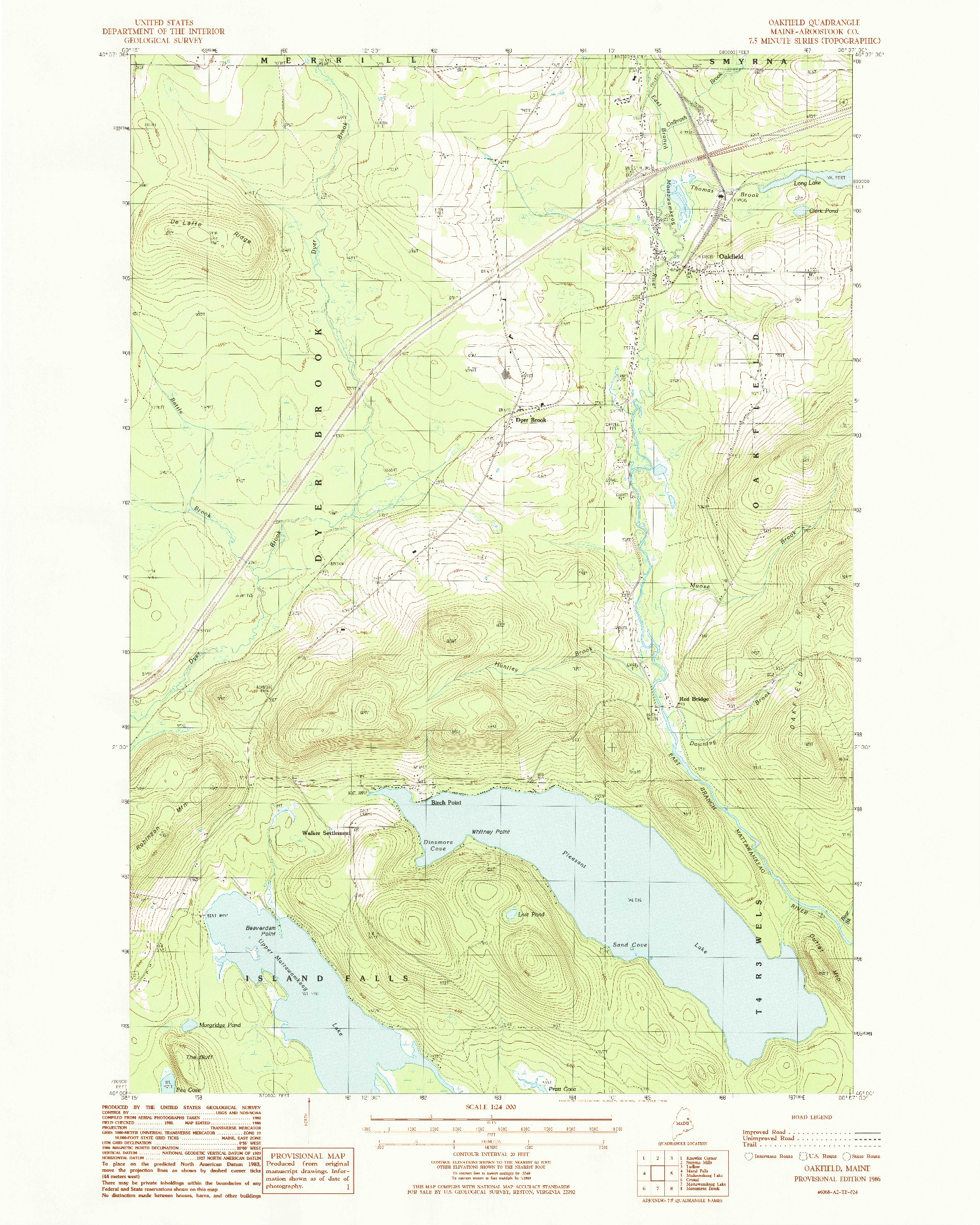 USGS 1:24000-SCALE QUADRANGLE FOR OAKFIELD, ME 1986