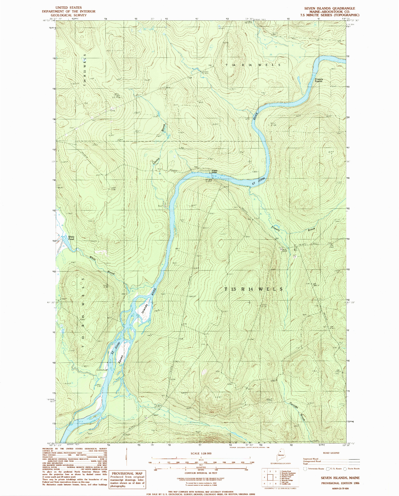 USGS 1:24000-SCALE QUADRANGLE FOR SEVEN ISLANDS, ME 1986