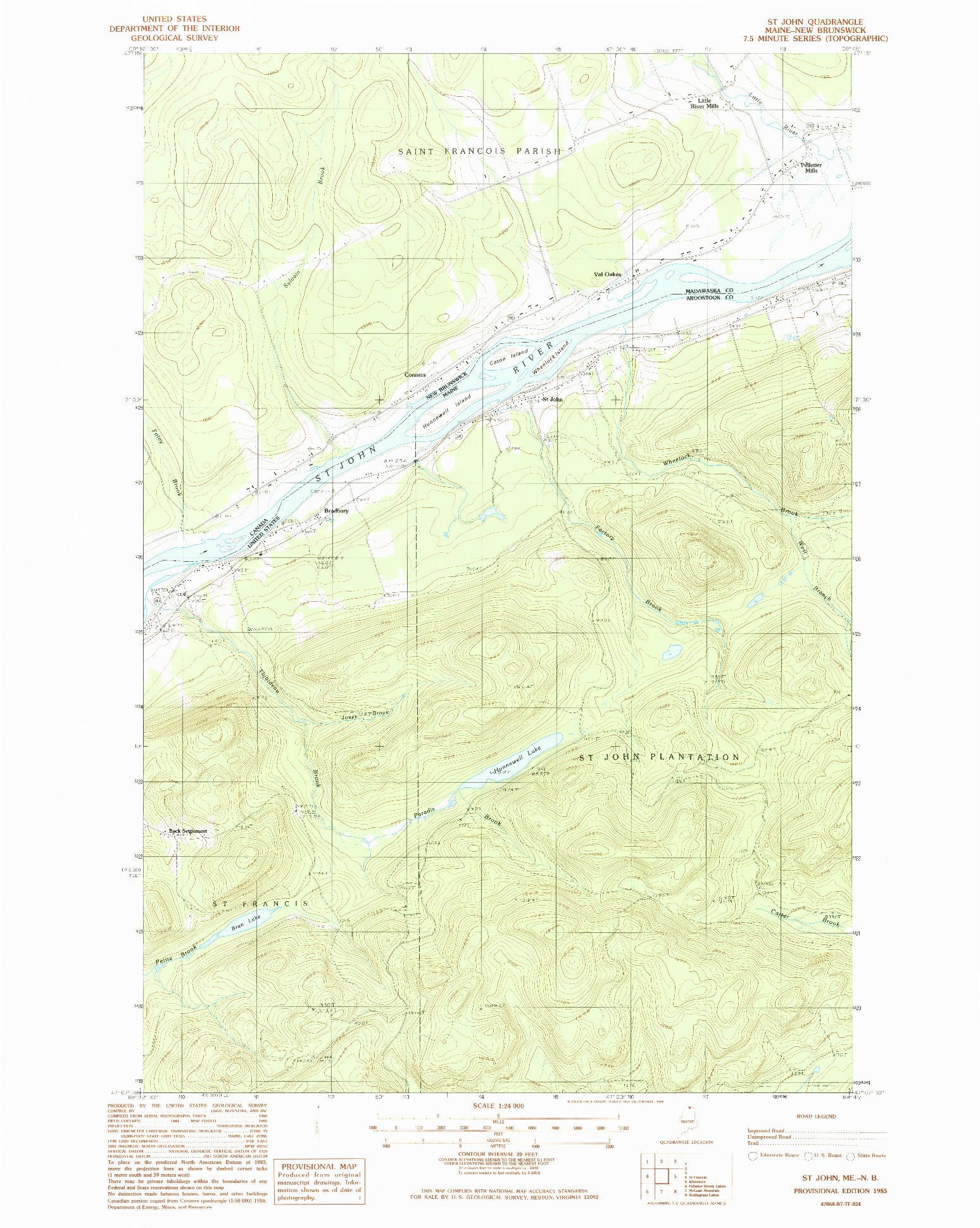 USGS 1:24000-SCALE QUADRANGLE FOR ST JOHN, ME 1985