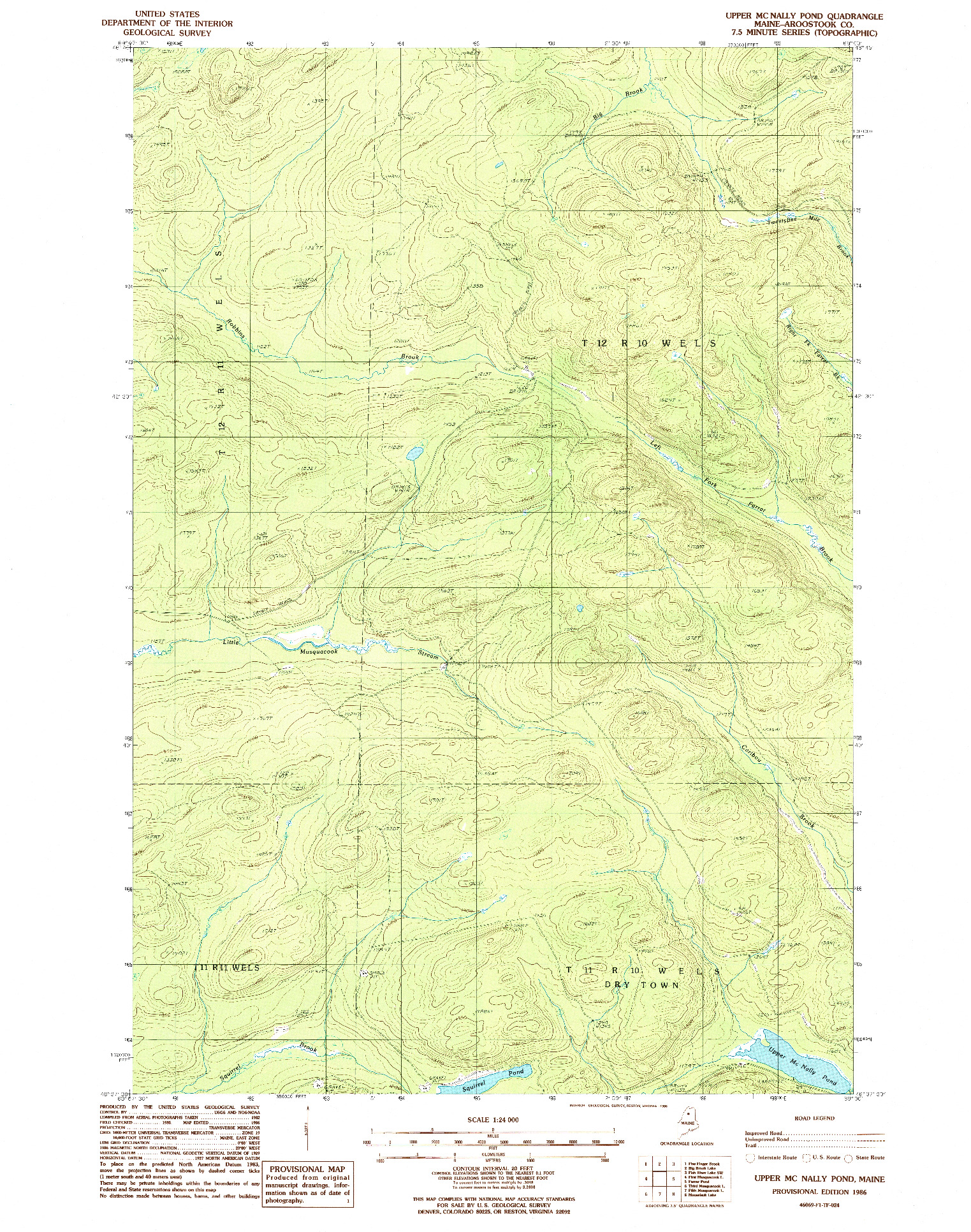 USGS 1:24000-SCALE QUADRANGLE FOR UPPER MC NALLY POND, ME 1986