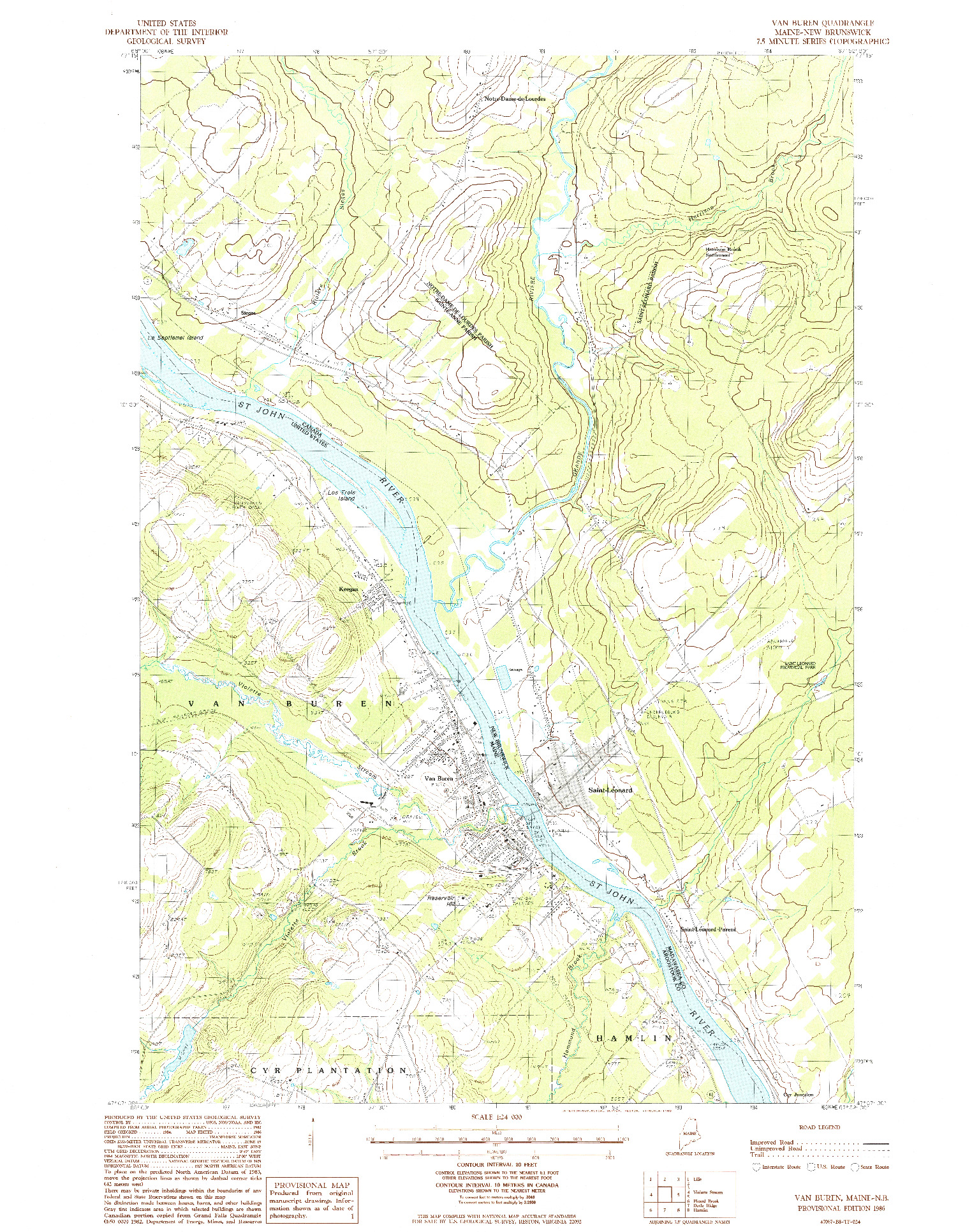 USGS 1:24000-SCALE QUADRANGLE FOR VAN BUREN, ME 1986