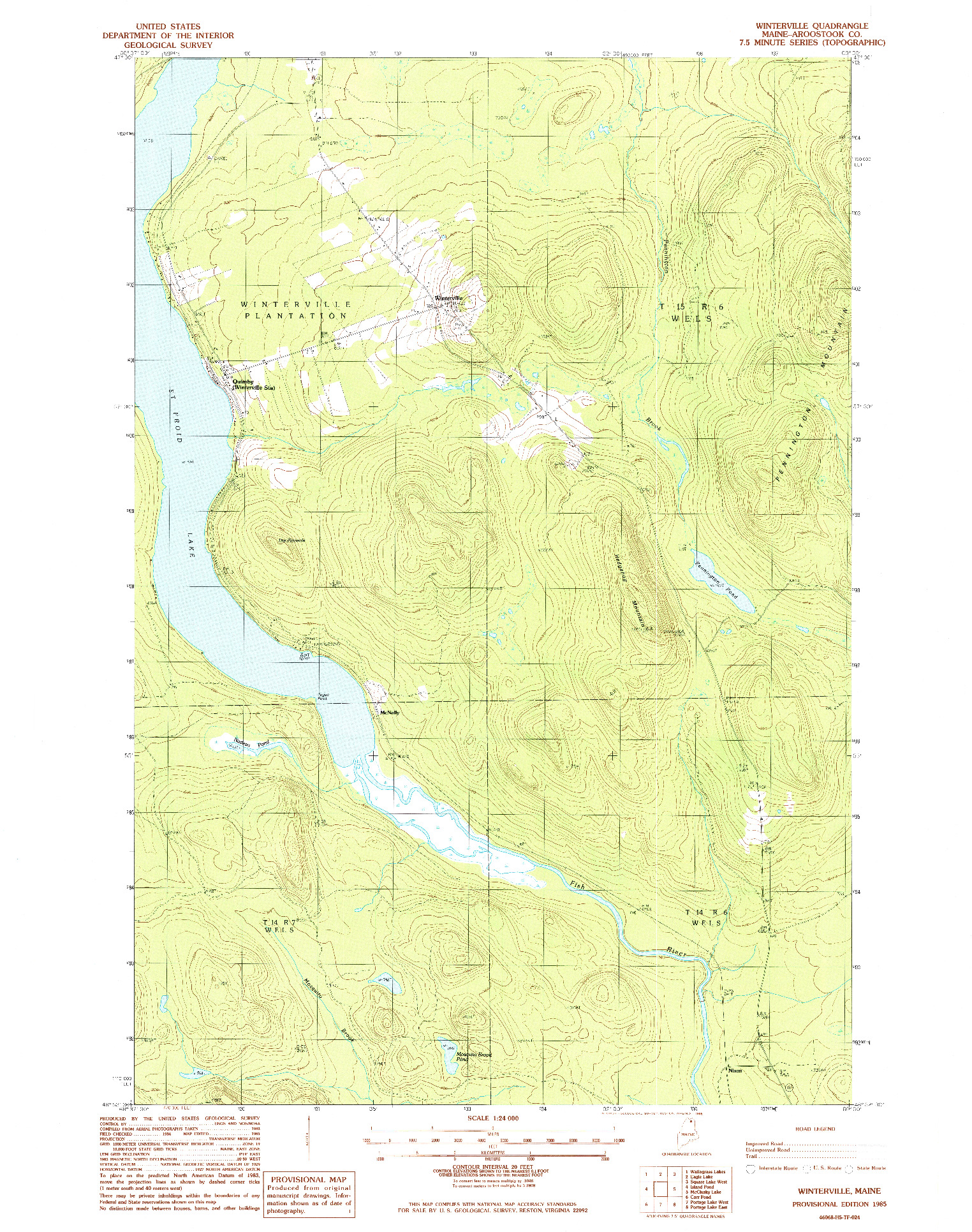 USGS 1:24000-SCALE QUADRANGLE FOR WINTERVILLE, ME 1985