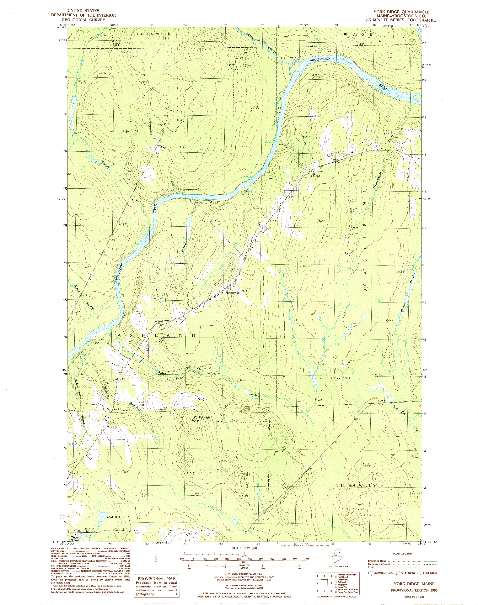 USGS 1:24000-SCALE QUADRANGLE FOR YORK RIDGE, ME 1986