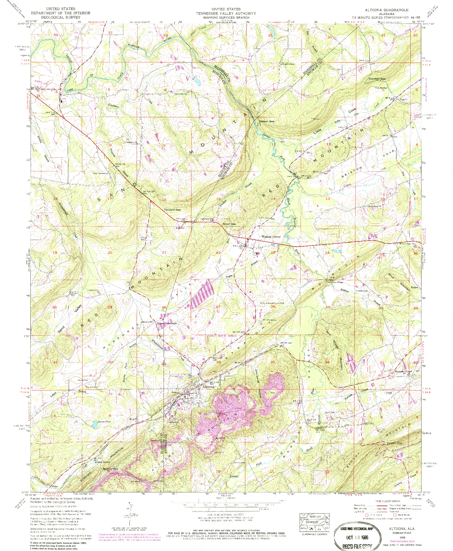 USGS 1:24000-SCALE QUADRANGLE FOR ALTOONA, AL 1958