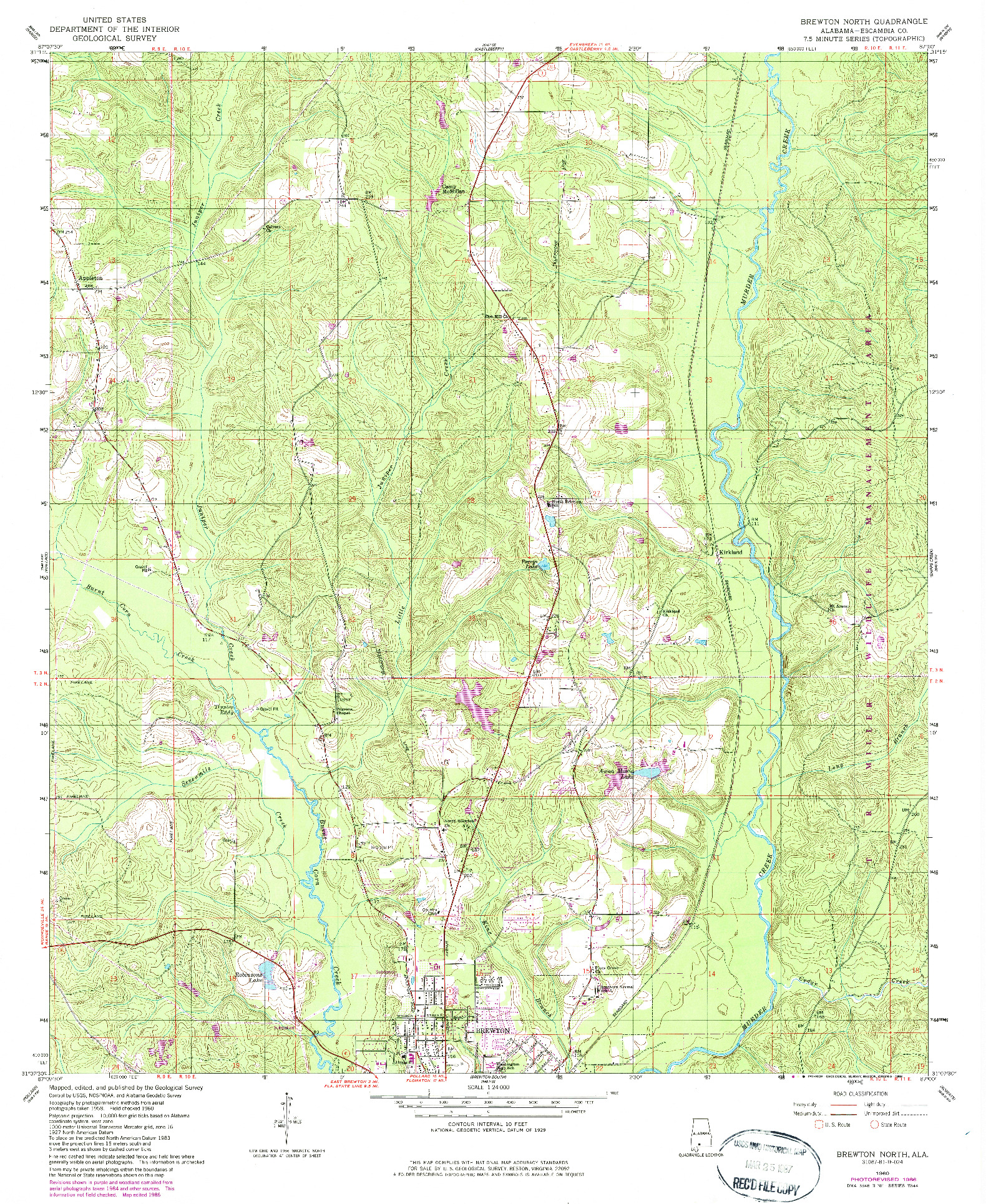 USGS 1:24000-SCALE QUADRANGLE FOR BREWTON NORTH, AL 1960