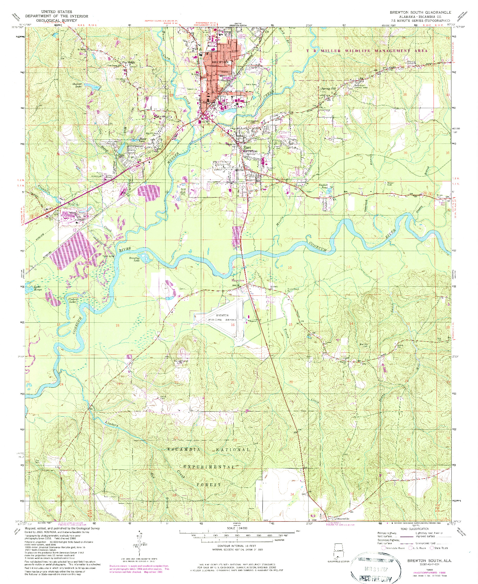 USGS 1:24000-SCALE QUADRANGLE FOR BREWTON SOUTH, AL 1960