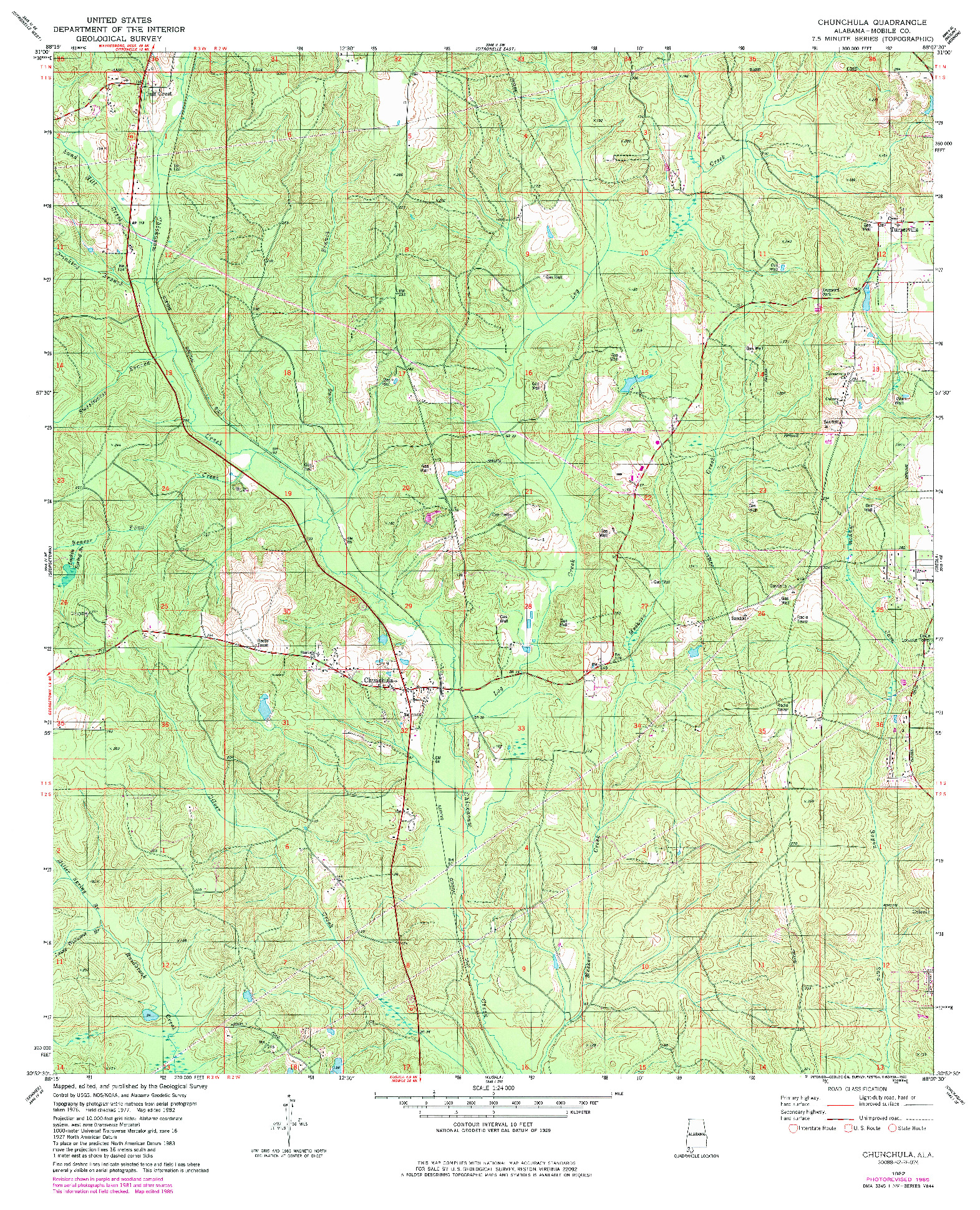 USGS 1:24000-SCALE QUADRANGLE FOR CHUNCHULA, AL 1982