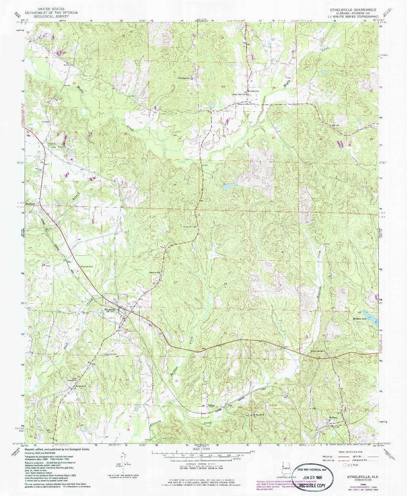 USGS 1:24000-SCALE QUADRANGLE FOR ETHELSVILLE, AL 1966