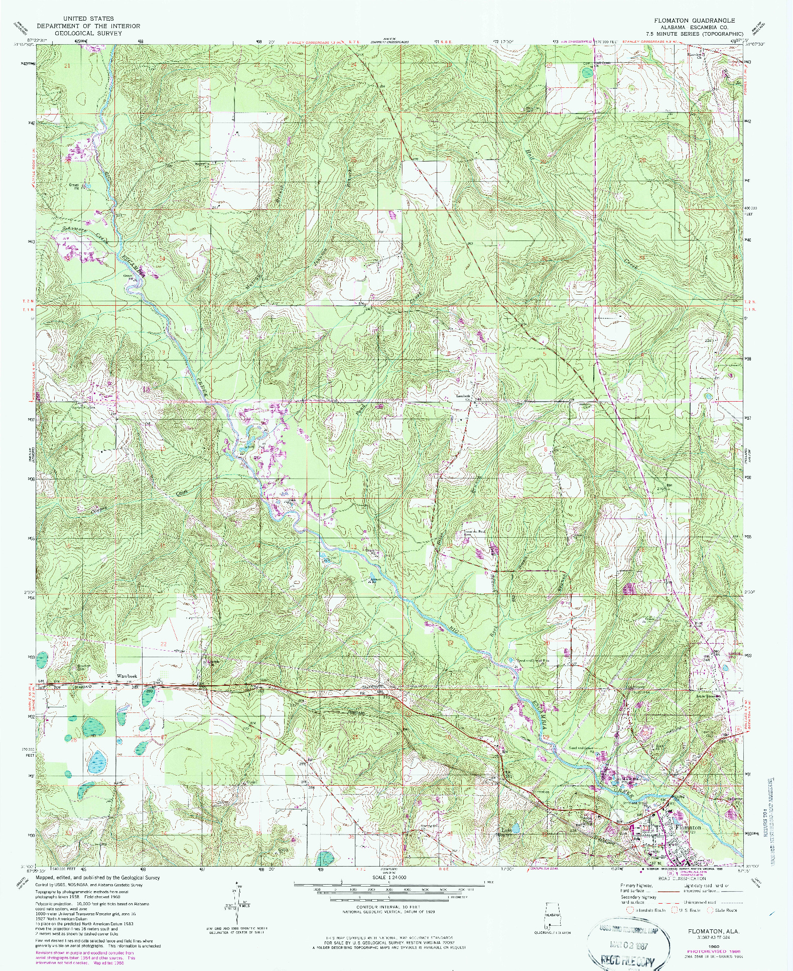 USGS 1:24000-SCALE QUADRANGLE FOR FLOMATON, AL 1960