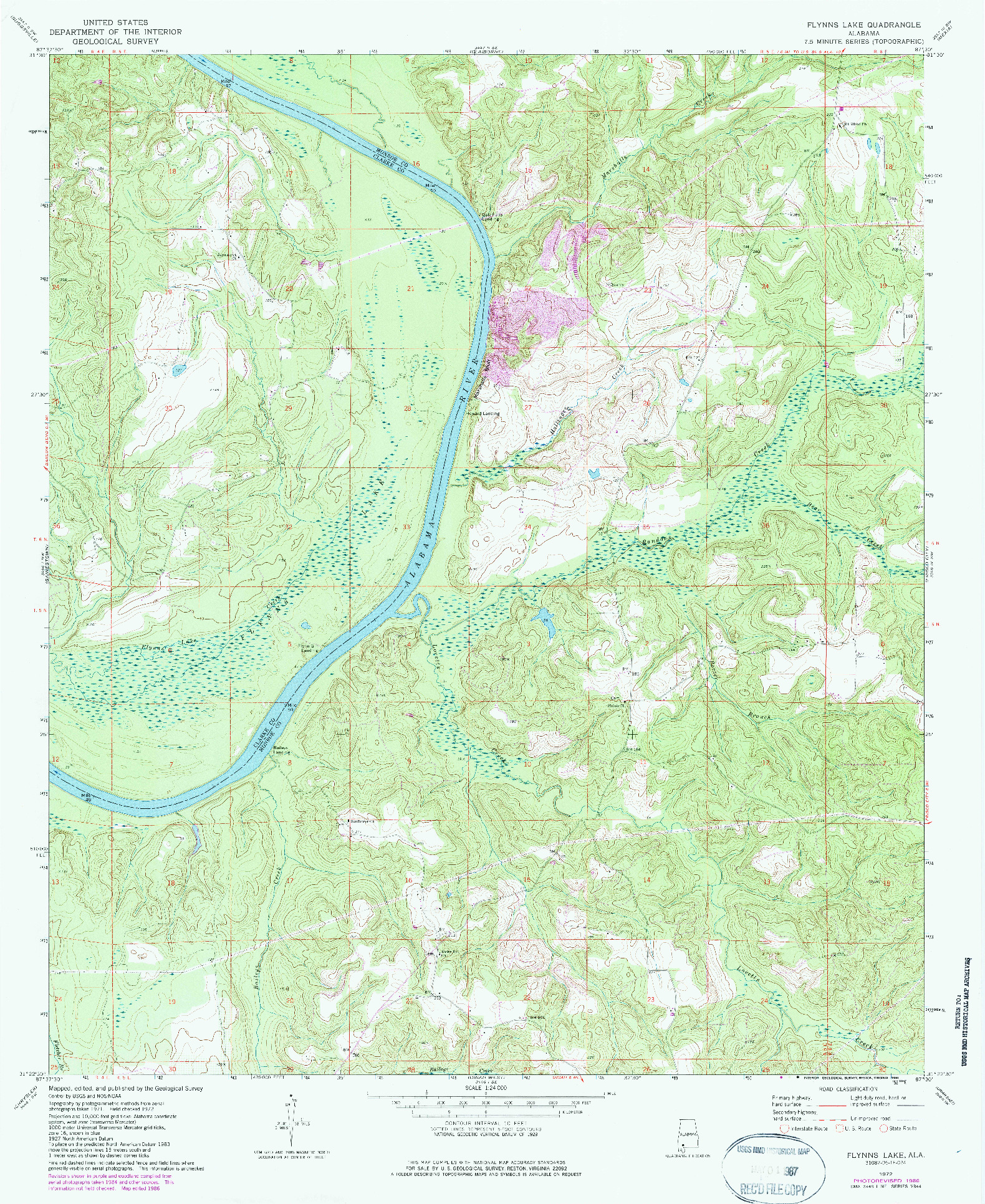 USGS 1:24000-SCALE QUADRANGLE FOR FLYNNS LAKE, AL 1972