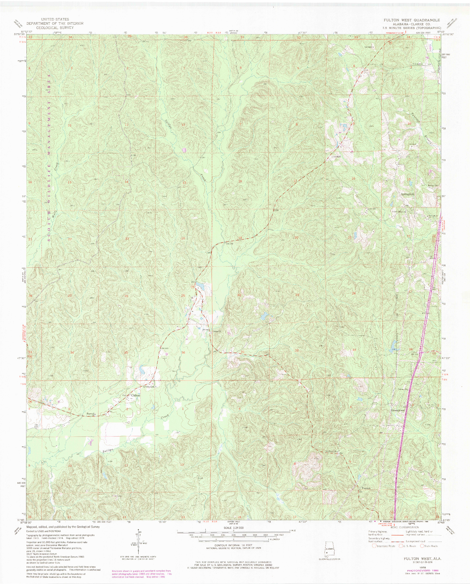 USGS 1:24000-SCALE QUADRANGLE FOR FULTON WEST, AL 1978