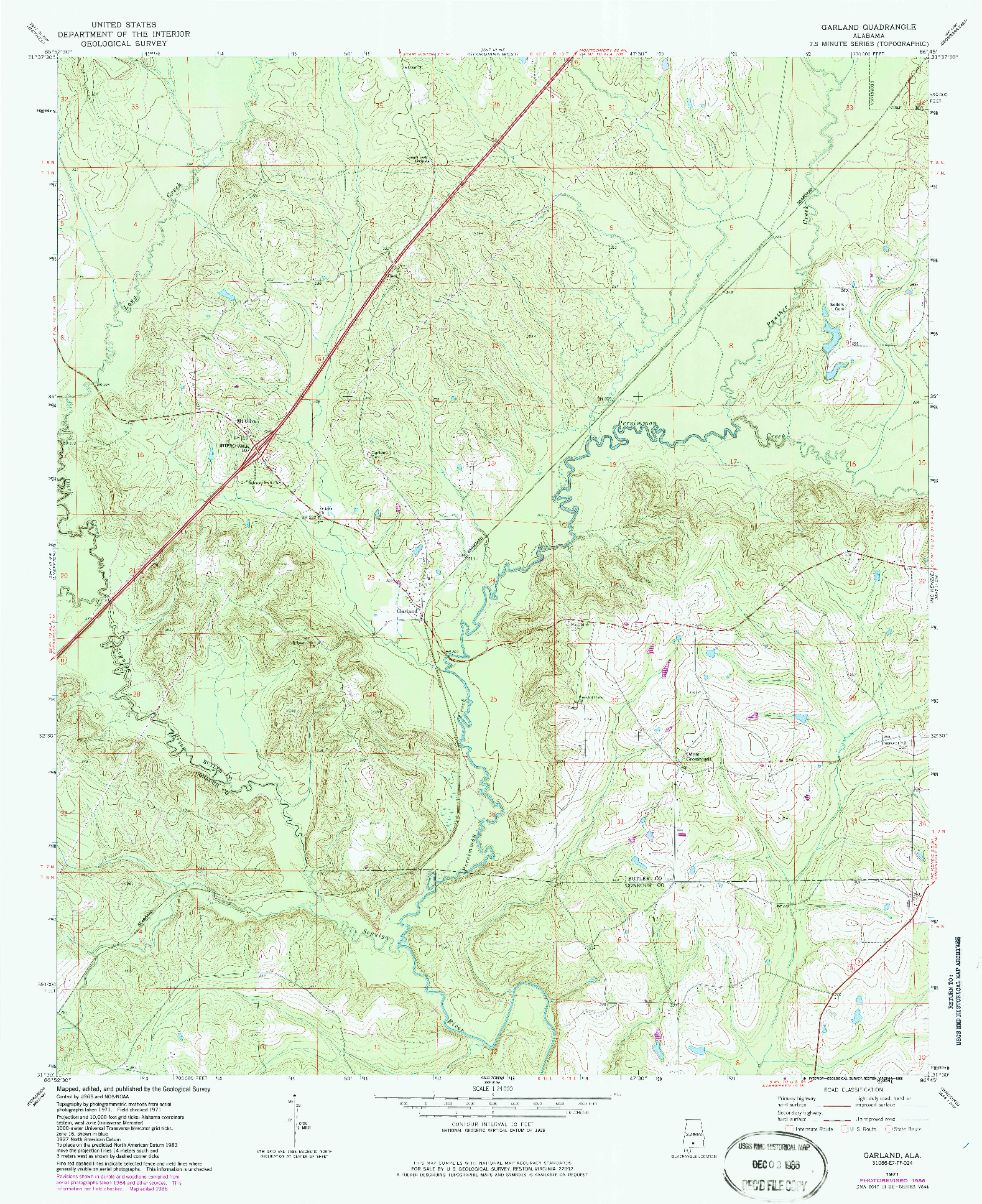 USGS 1:24000-SCALE QUADRANGLE FOR GARLAND, AL 1971
