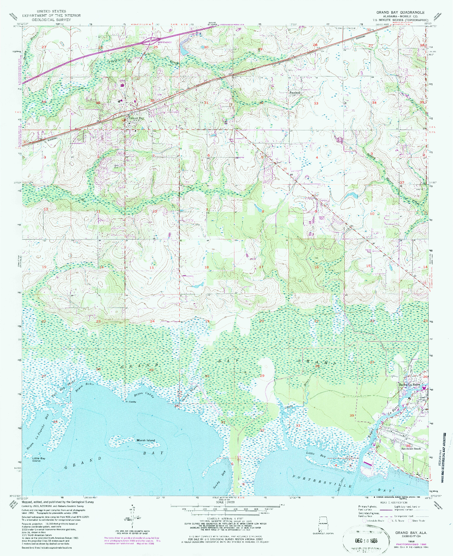 USGS 1:24000-SCALE QUADRANGLE FOR GRAND BAY, AL 1958