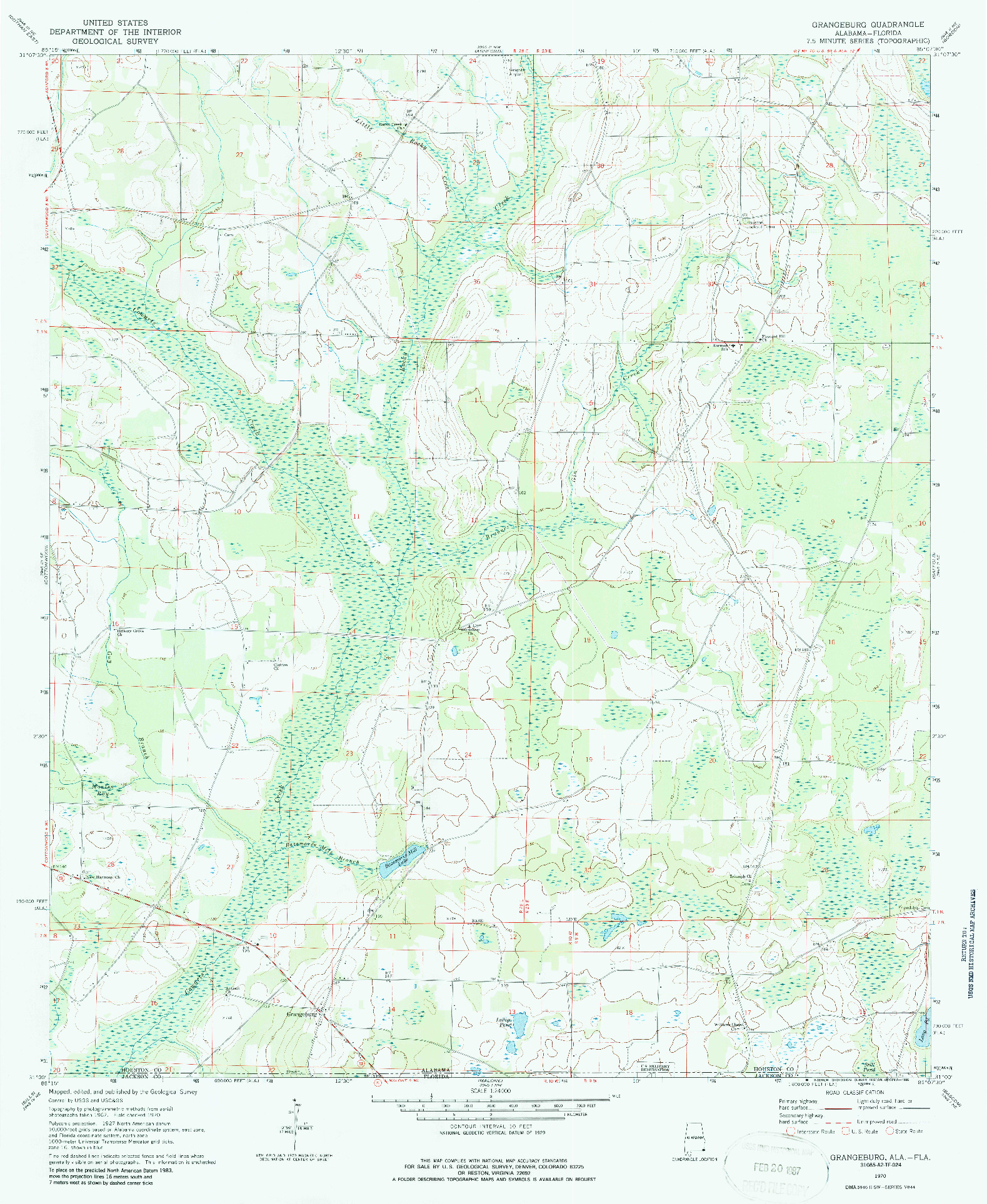 USGS 1:24000-SCALE QUADRANGLE FOR GRANGEBURG, AL 1970