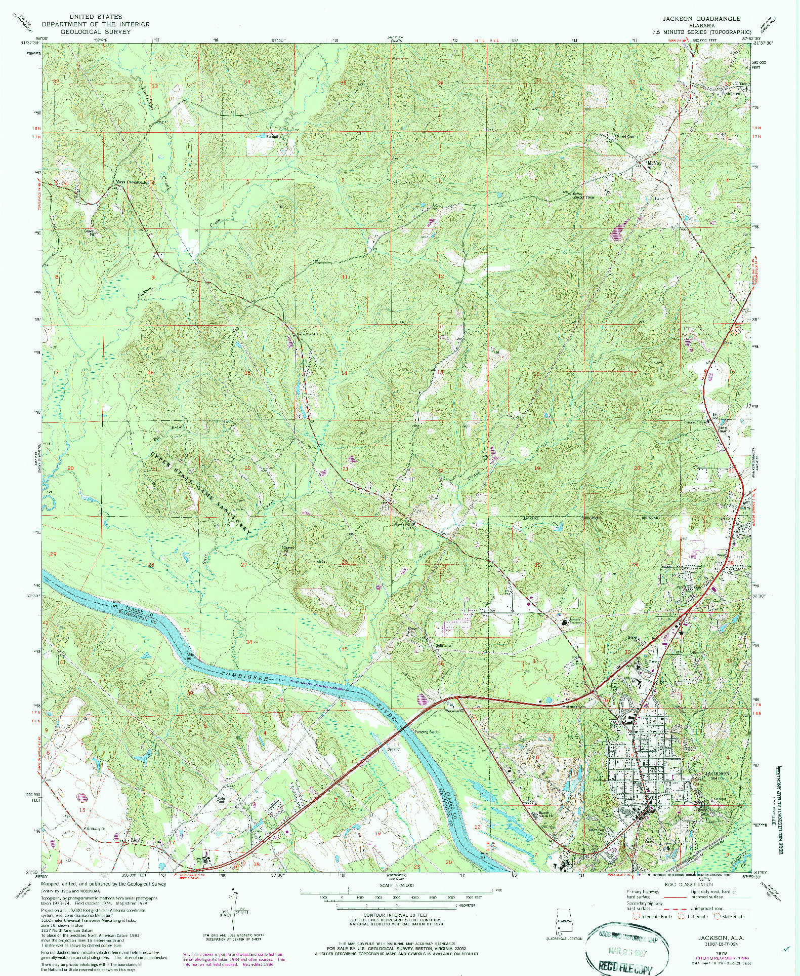 USGS 1:24000-SCALE QUADRANGLE FOR JACKSON, AL 1978
