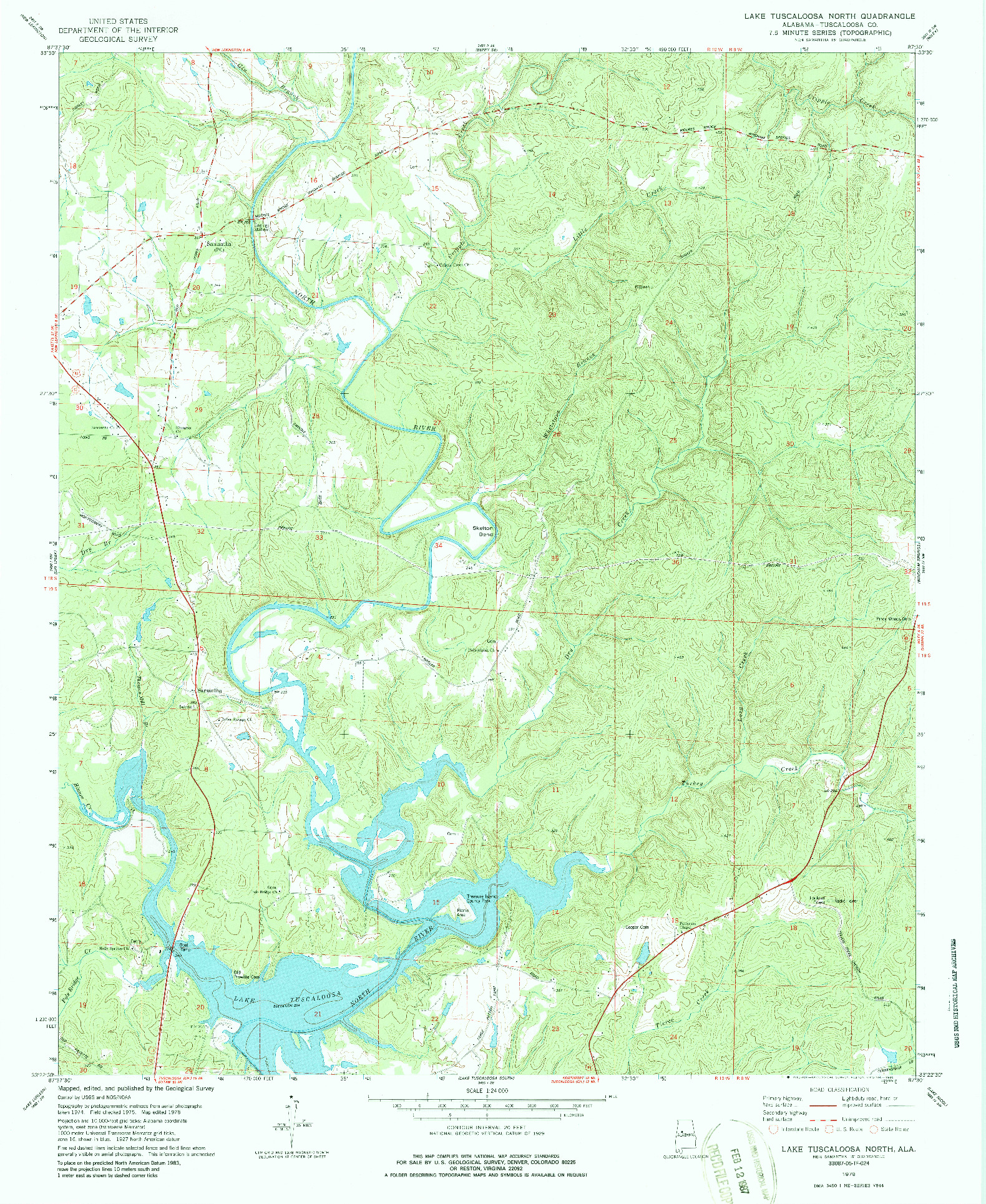 USGS 1:24000-SCALE QUADRANGLE FOR LAKE TUSCALOOSA NORTH, AL 1978