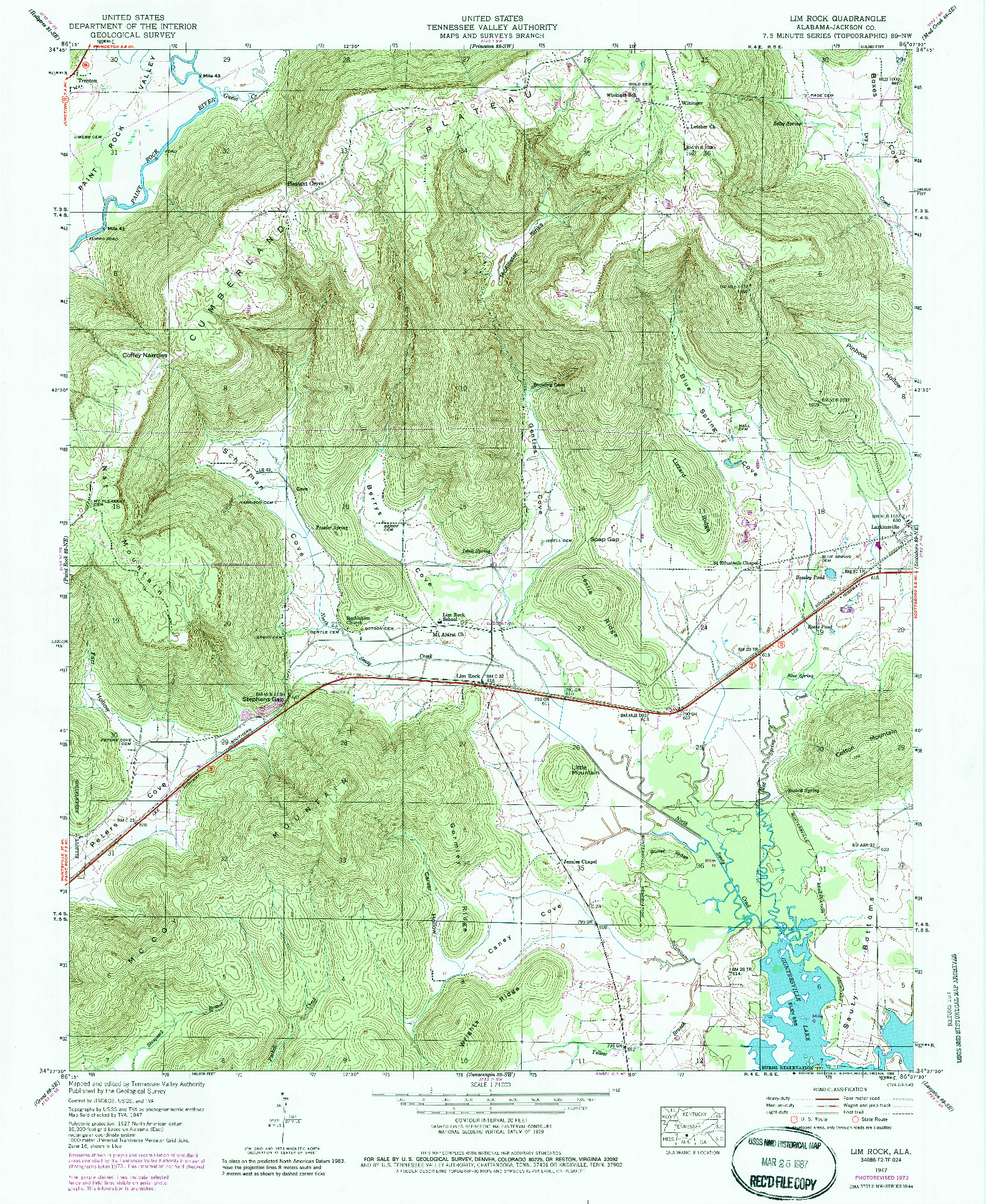 USGS 1:24000-SCALE QUADRANGLE FOR LIM ROCK, AL 1947