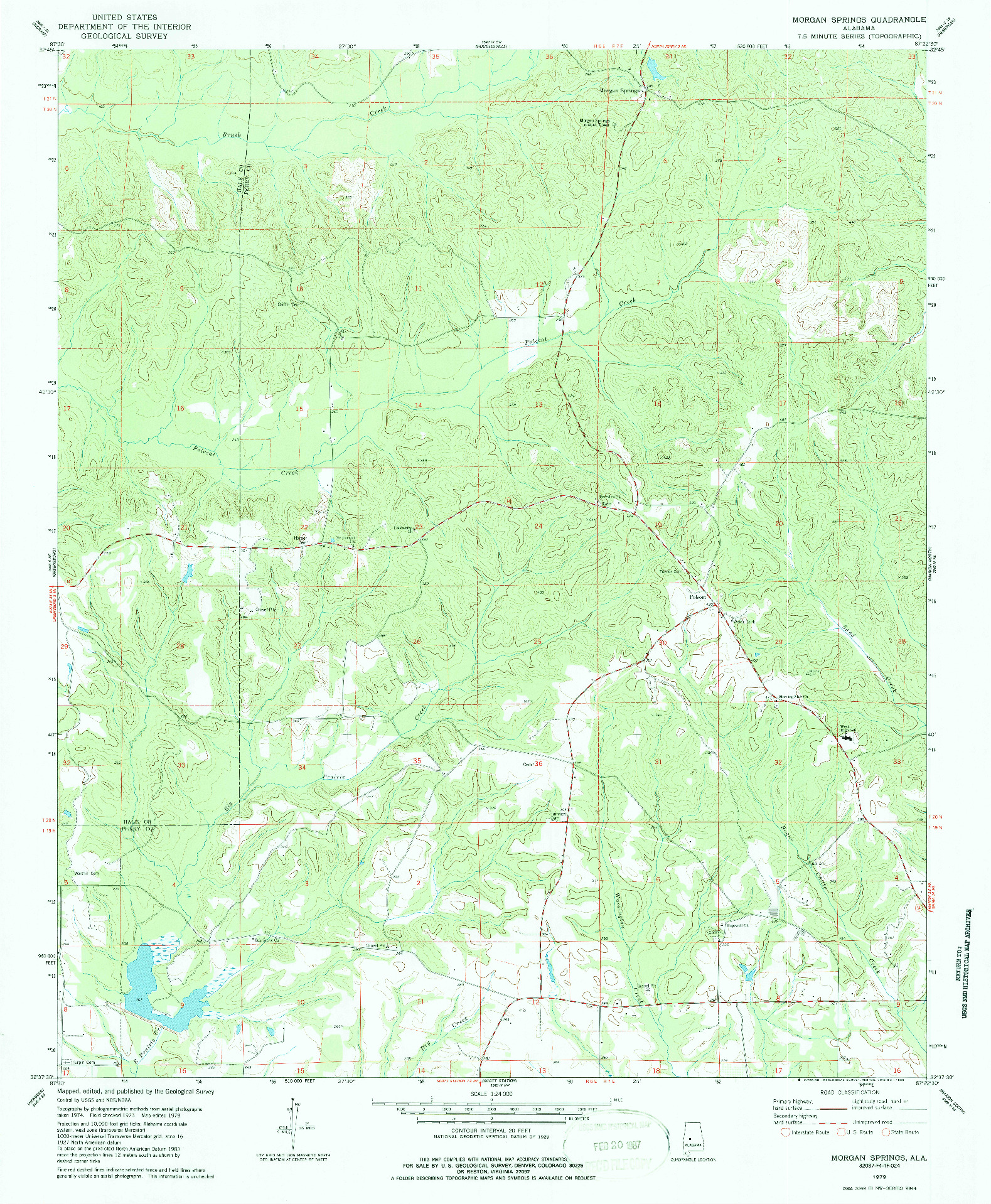 USGS 1:24000-SCALE QUADRANGLE FOR MORGAN SPRINGS, AL 1979