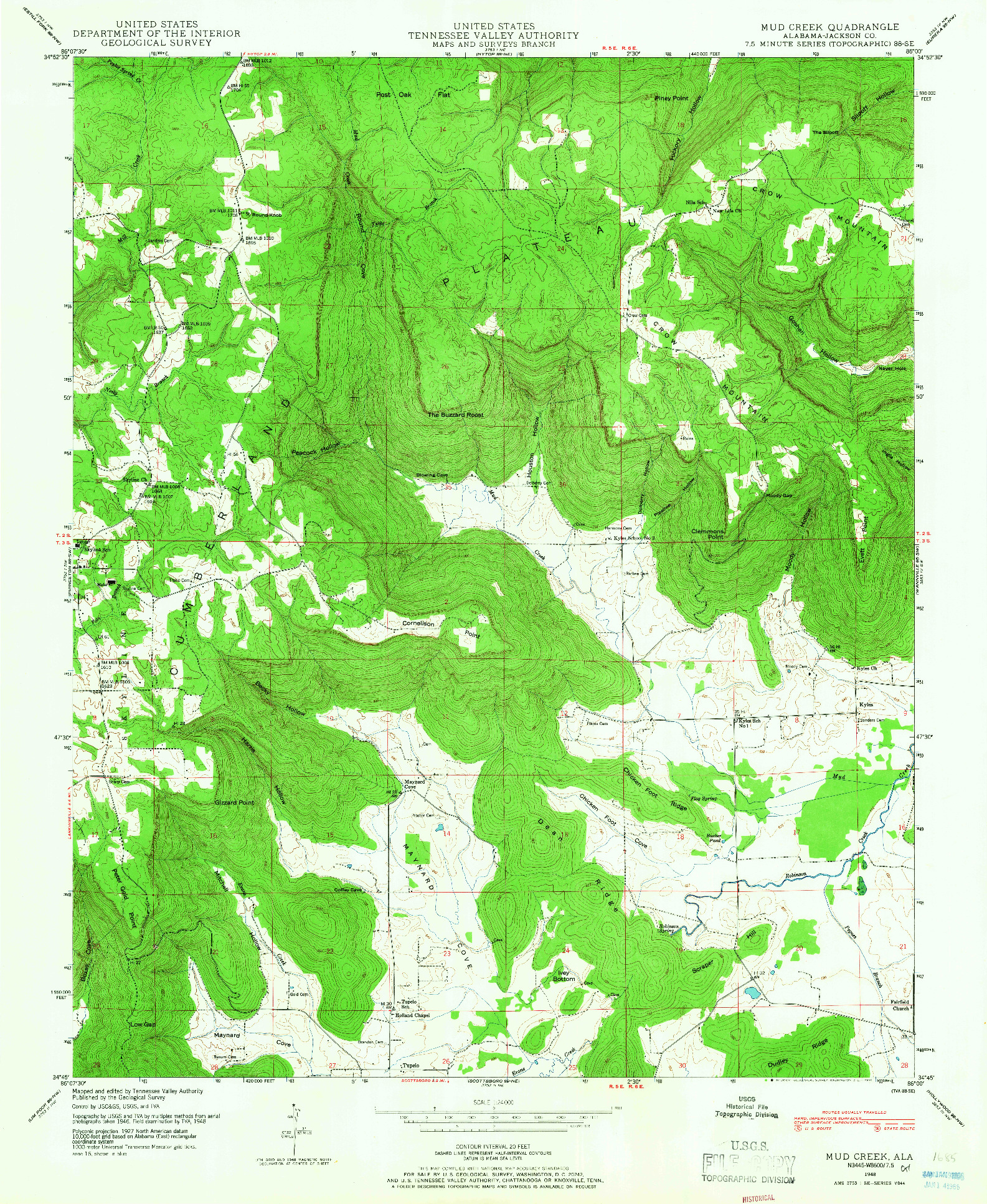 USGS 1:24000-SCALE QUADRANGLE FOR MUD CREEK, AL 1948