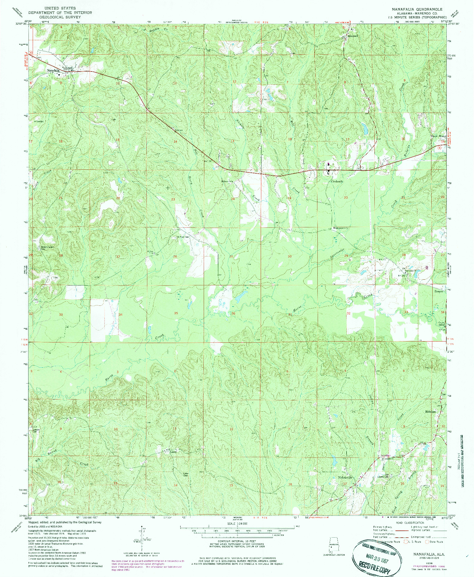 USGS 1:24000-SCALE QUADRANGLE FOR NANAFALIA, AL 1978