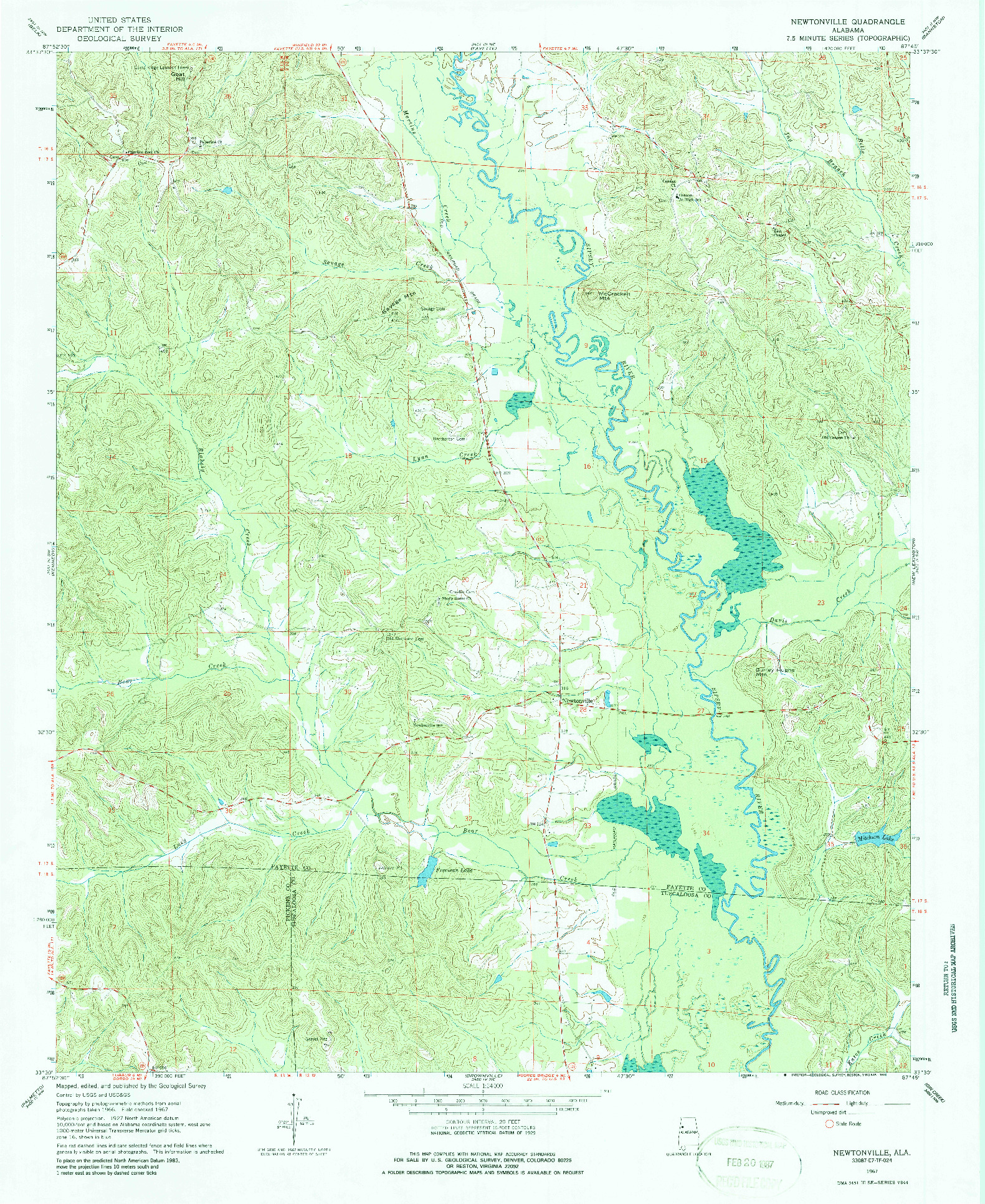 USGS 1:24000-SCALE QUADRANGLE FOR NEWTONVILLE, AL 1967