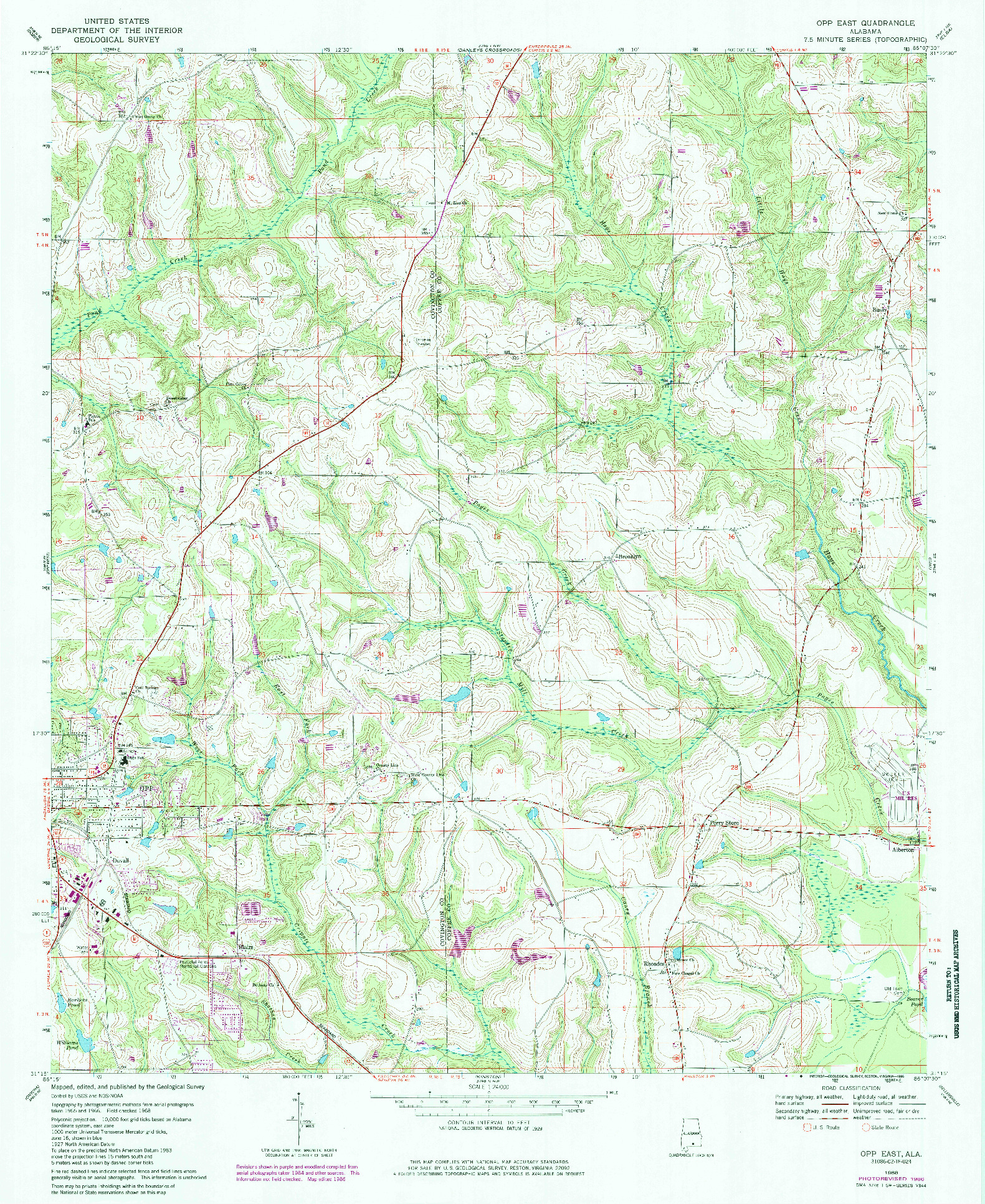 USGS 1:24000-SCALE QUADRANGLE FOR OPP EAST, AL 1968