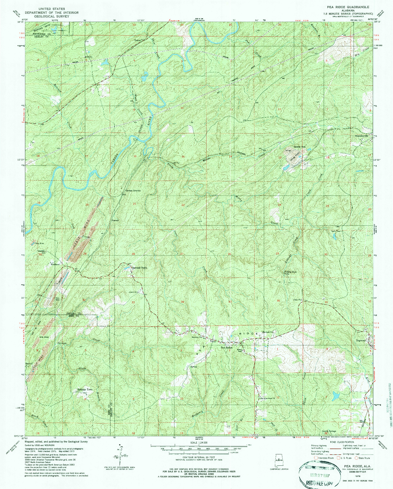 USGS 1:24000-SCALE QUADRANGLE FOR PEA RIDGE, AL 1979