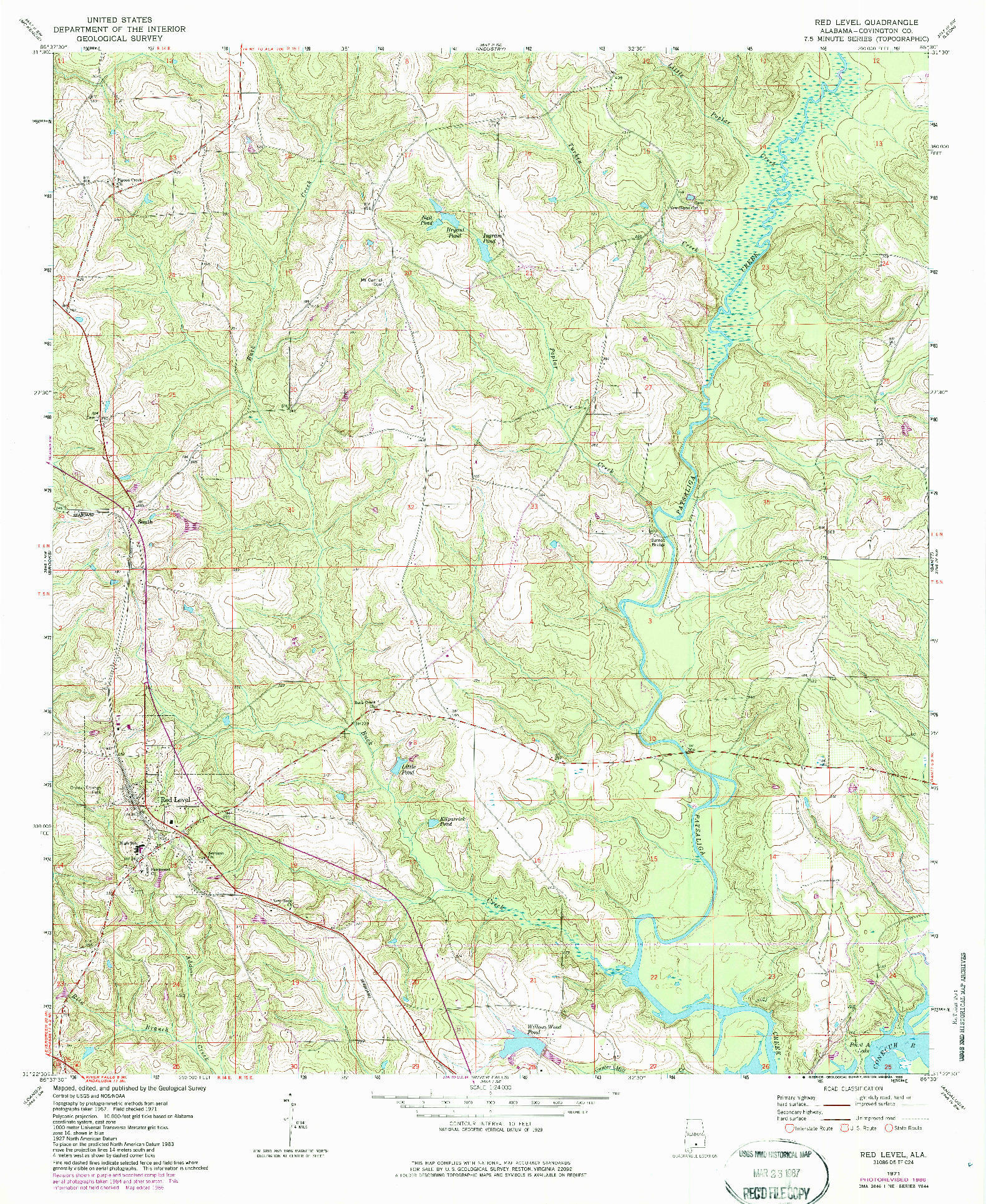 USGS 1:24000-SCALE QUADRANGLE FOR RED LEVEL, AL 1971