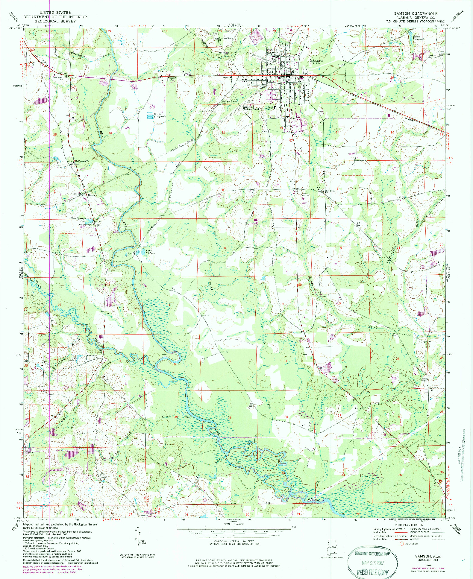 USGS 1:24000-SCALE QUADRANGLE FOR SAMSON, AL 1968