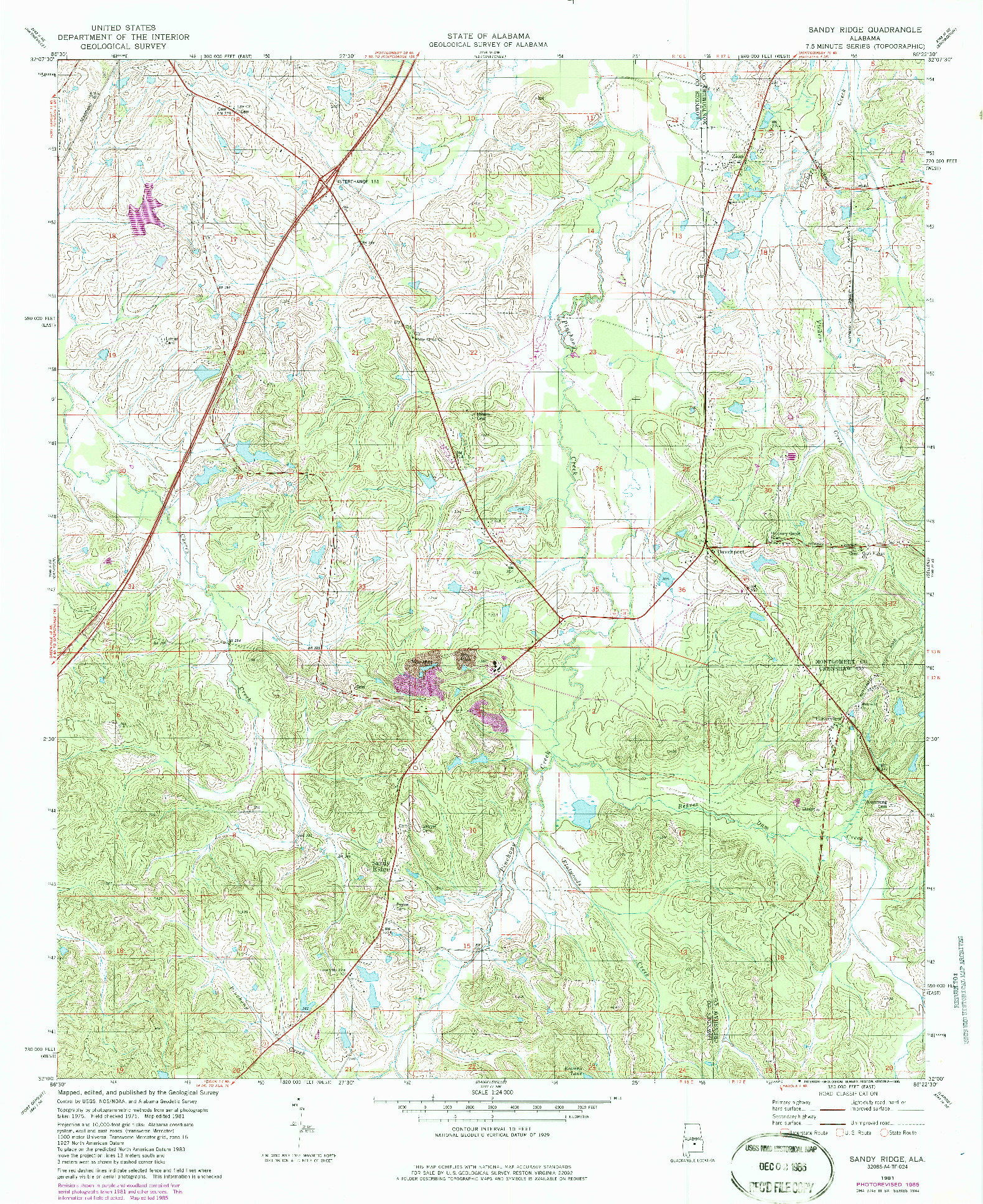 USGS 1:24000-SCALE QUADRANGLE FOR SANDY RIDGE, AL 1981