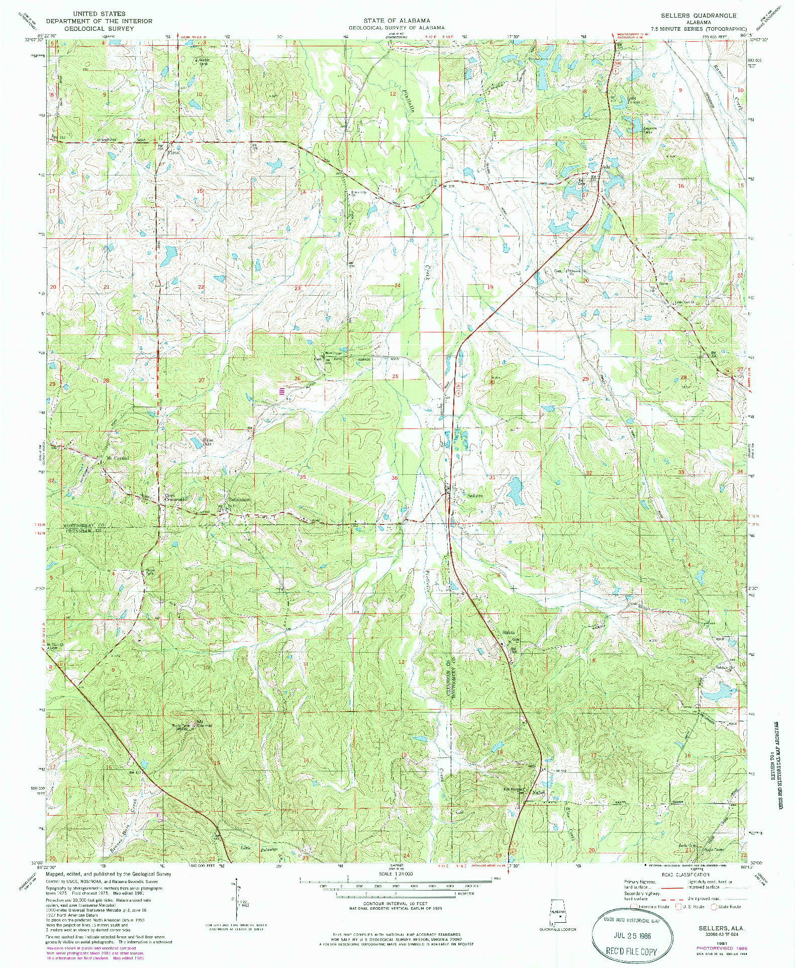 USGS 1:24000-SCALE QUADRANGLE FOR SELLERS, AL 1981