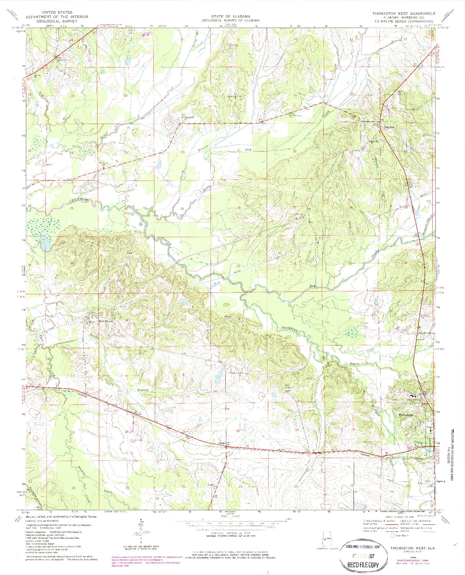 USGS 1:24000-SCALE QUADRANGLE FOR THOMASTON WEST, AL 1968