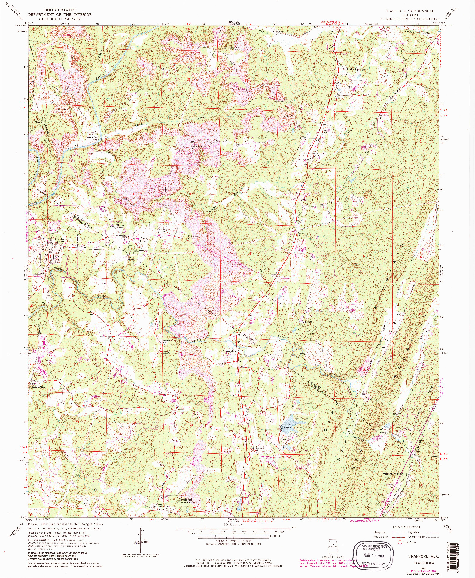 USGS 1:24000-SCALE QUADRANGLE FOR TRAFFORD, AL 1961
