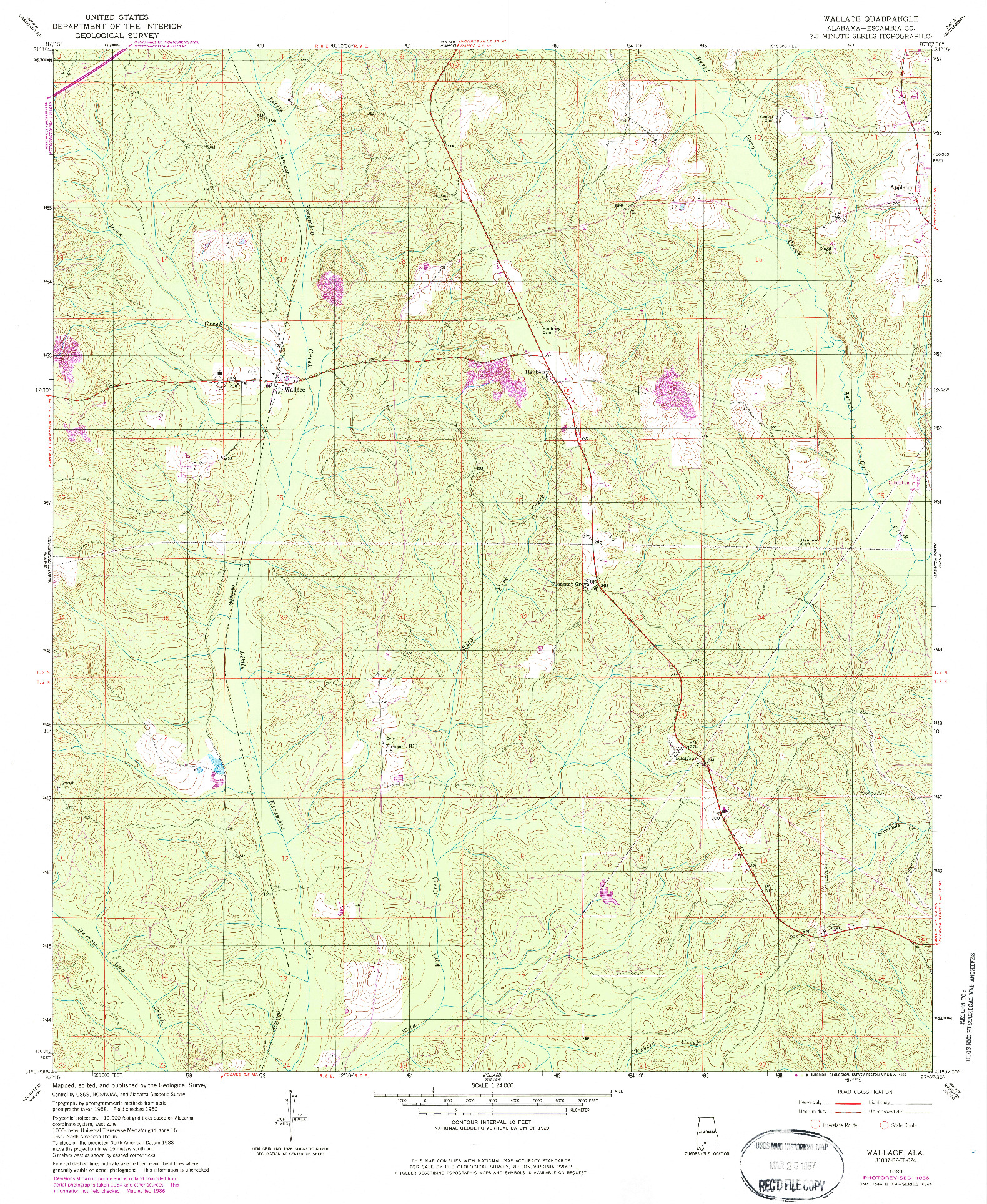 USGS 1:24000-SCALE QUADRANGLE FOR WALLACE, AL 1960