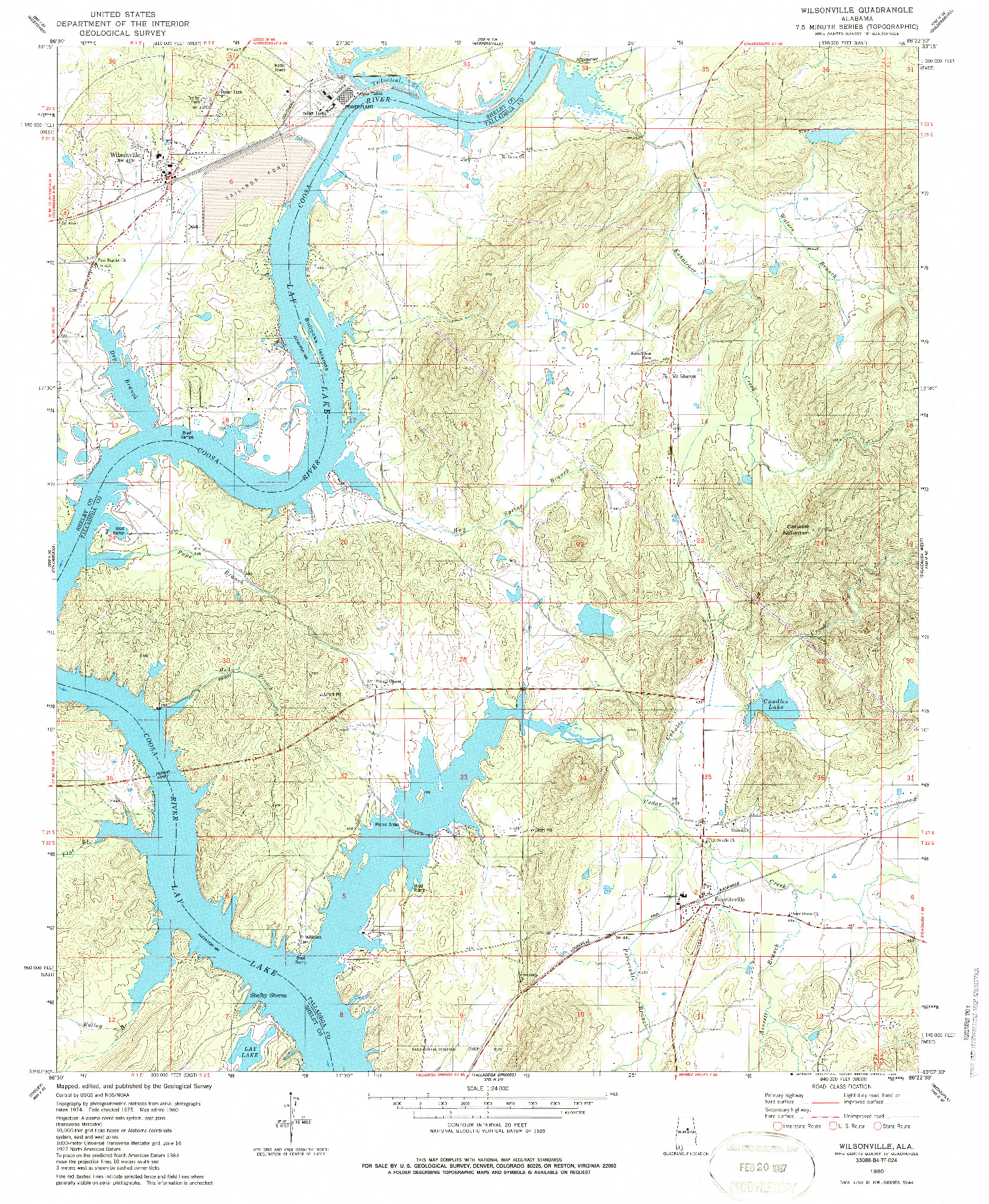 USGS 1:24000-SCALE QUADRANGLE FOR WILSONVILLE, AL 1980