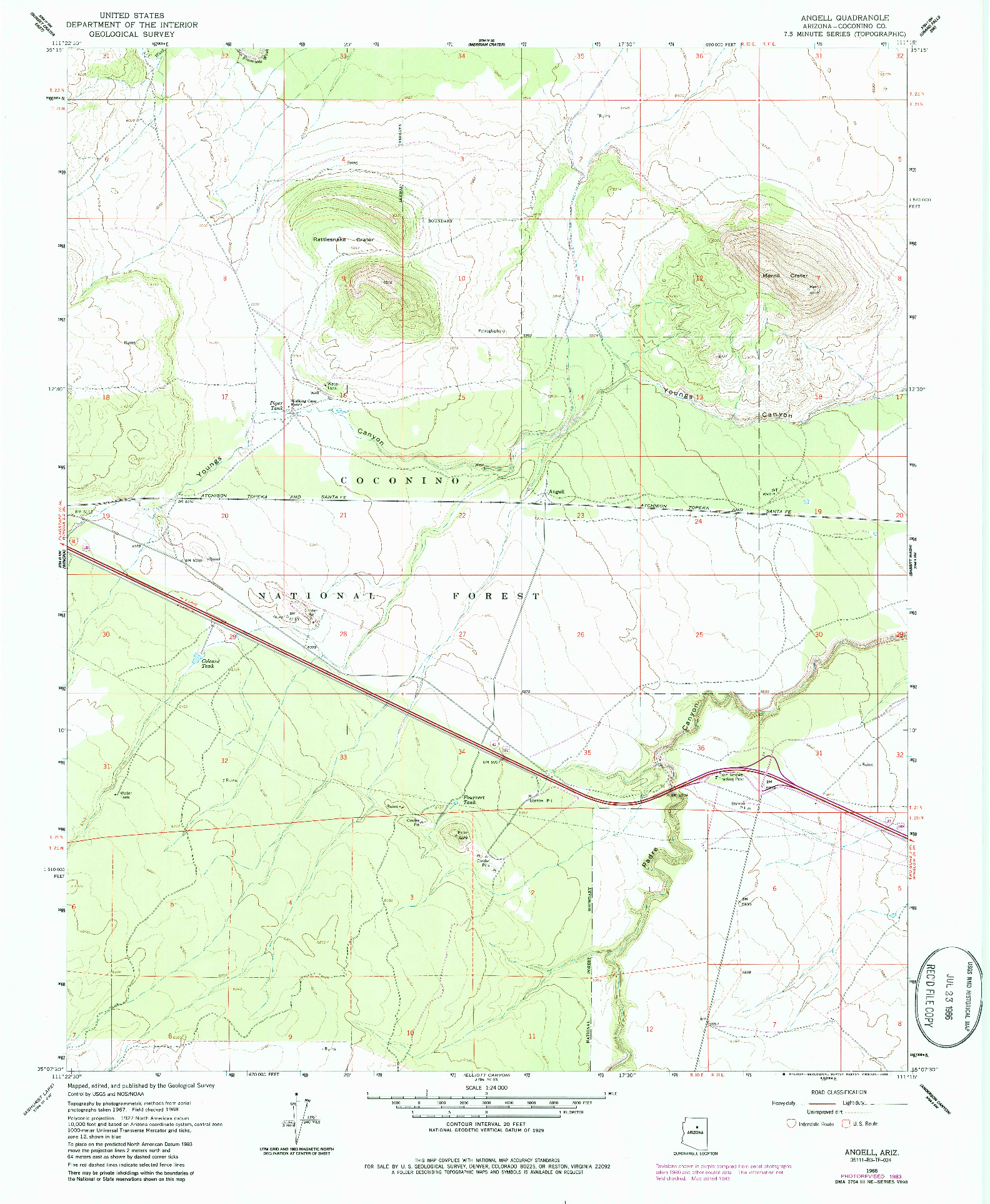 USGS 1:24000-SCALE QUADRANGLE FOR ANGELL, AZ 1968