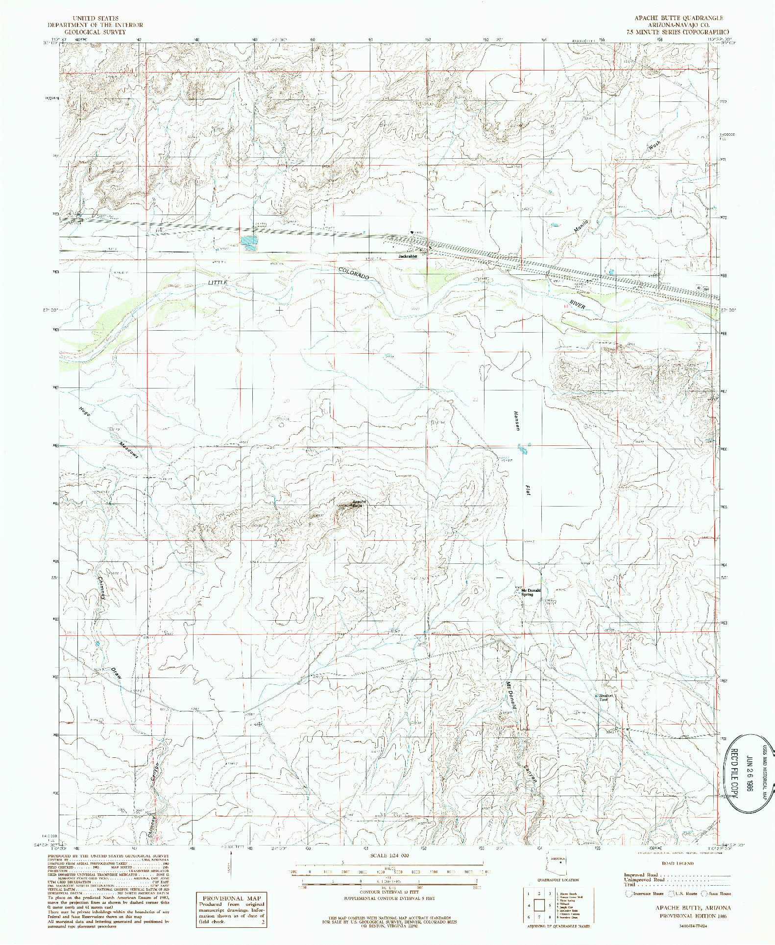 USGS 1:24000-SCALE QUADRANGLE FOR APACHE BUTTE, AZ 1986