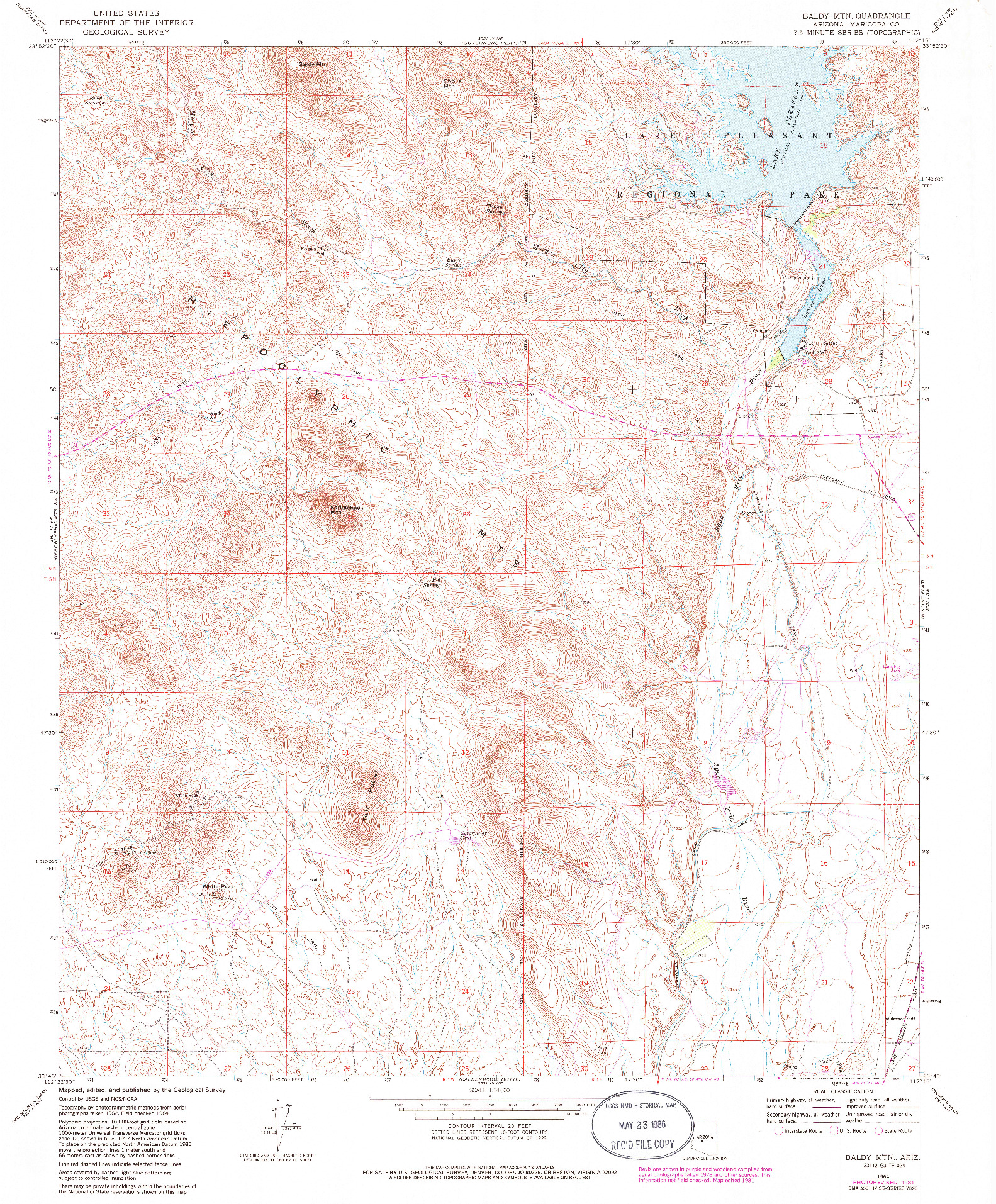 USGS 1:24000-SCALE QUADRANGLE FOR BALDY MTN, AZ 1964