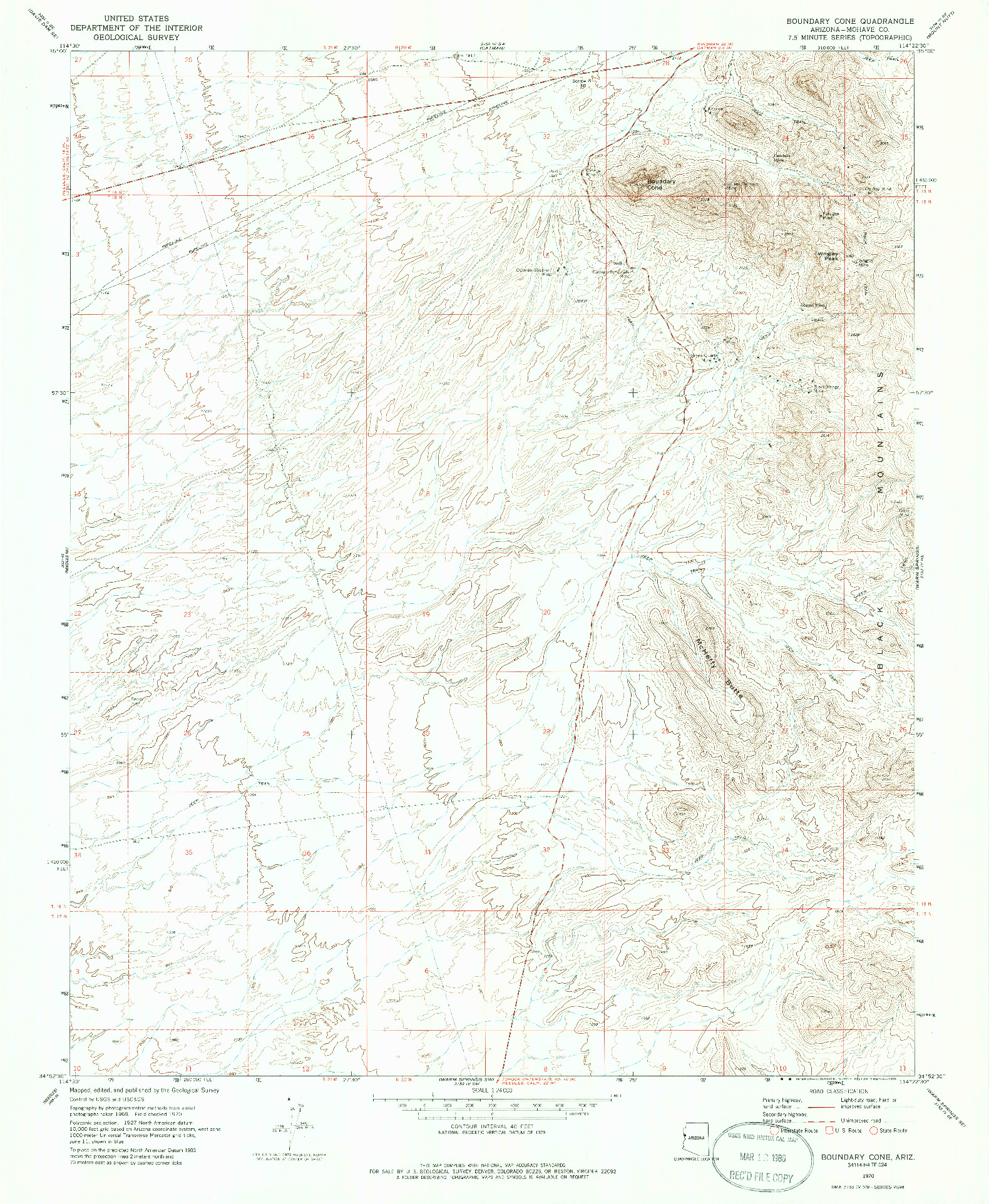 USGS 1:24000-SCALE QUADRANGLE FOR BOUNDARY CONE, AZ 1970