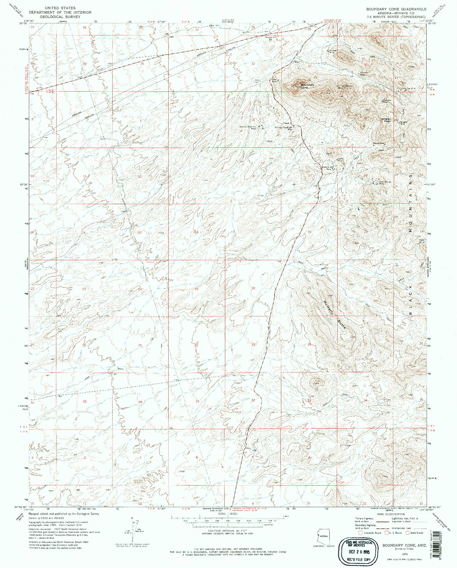 USGS 1:24000-SCALE QUADRANGLE FOR BOUNDARY CONE, AZ 1970