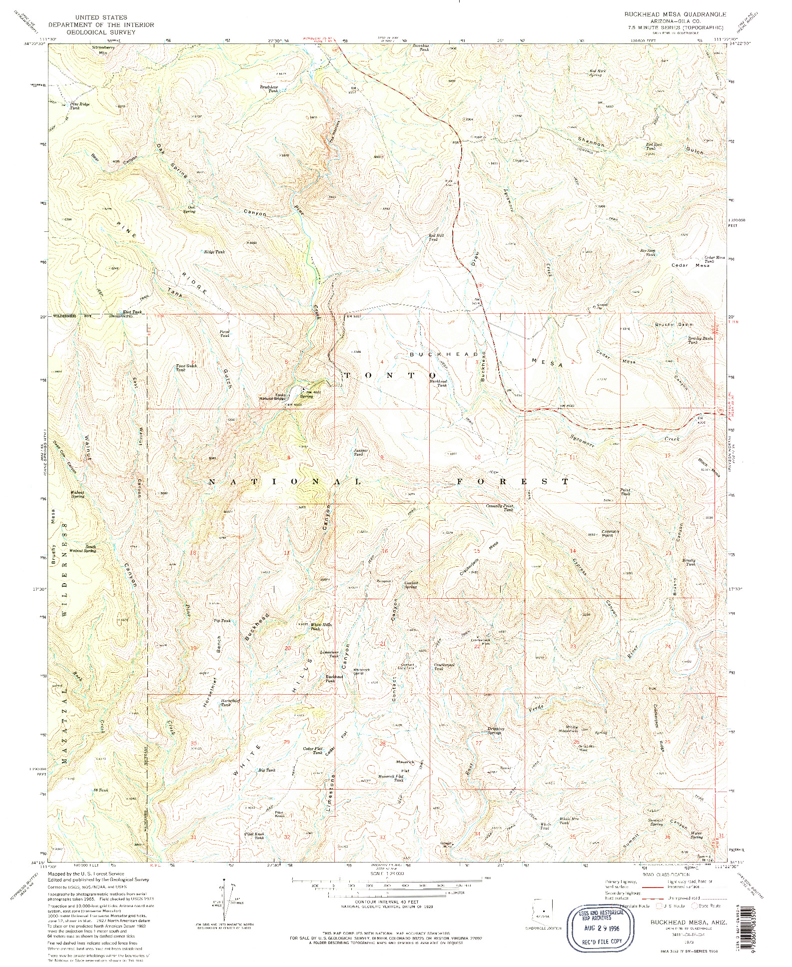 USGS 1:24000-SCALE QUADRANGLE FOR BUCKHEAD MESA, AZ 1973