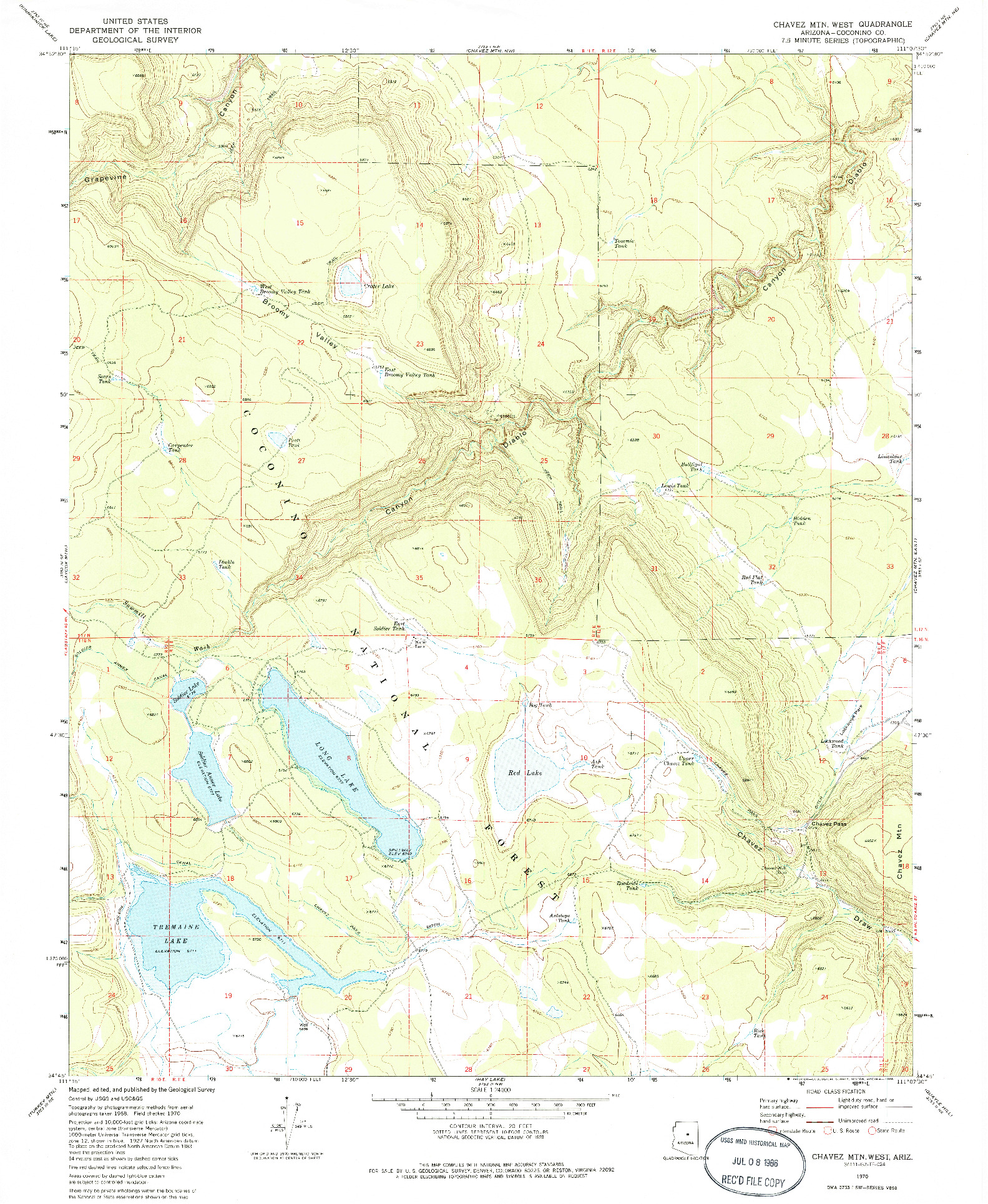 USGS 1:24000-SCALE QUADRANGLE FOR CHAVEZ MTN WEST, AZ 1970