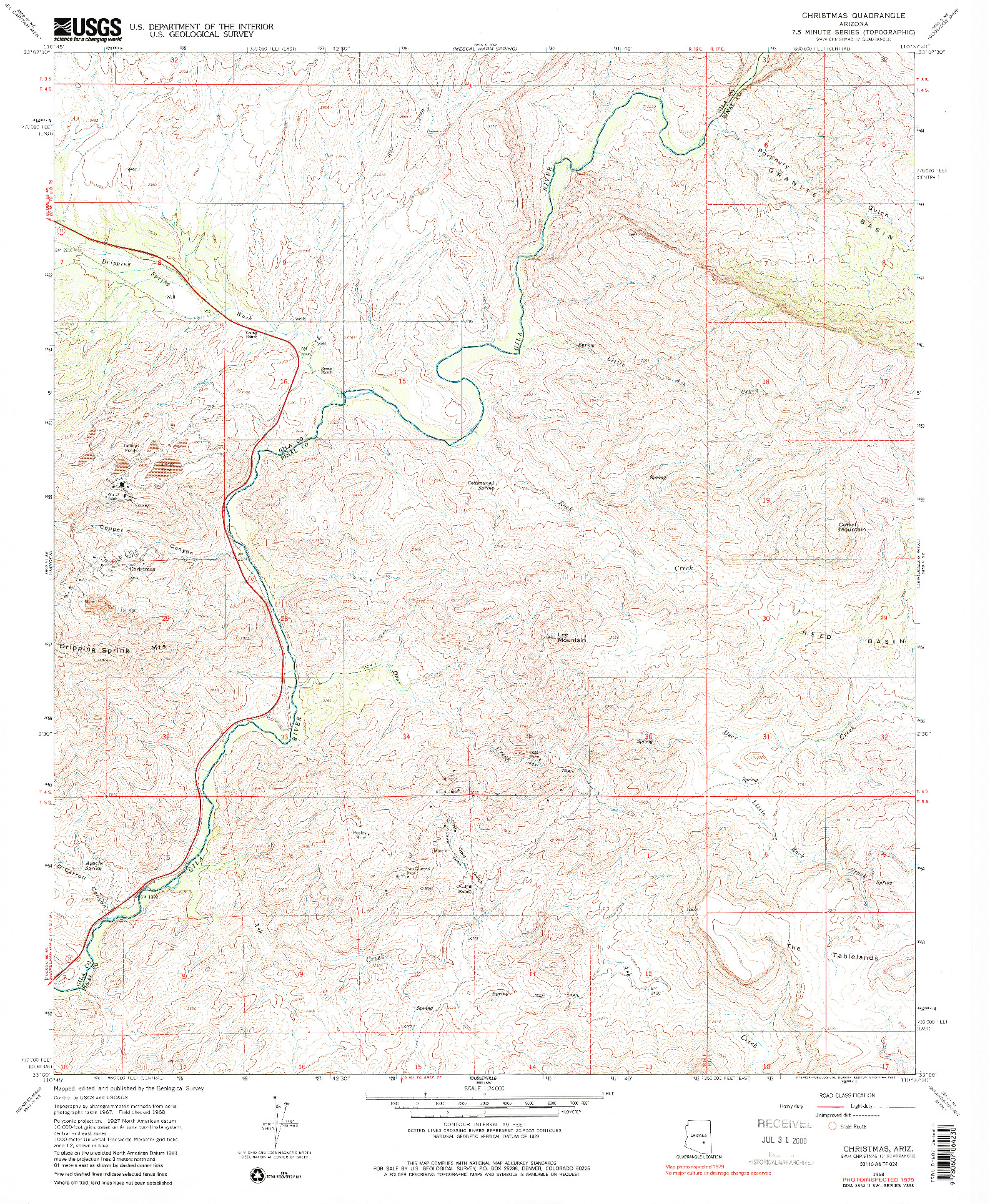 USGS 1:24000-SCALE QUADRANGLE FOR CHRISTMAS, AZ 1968