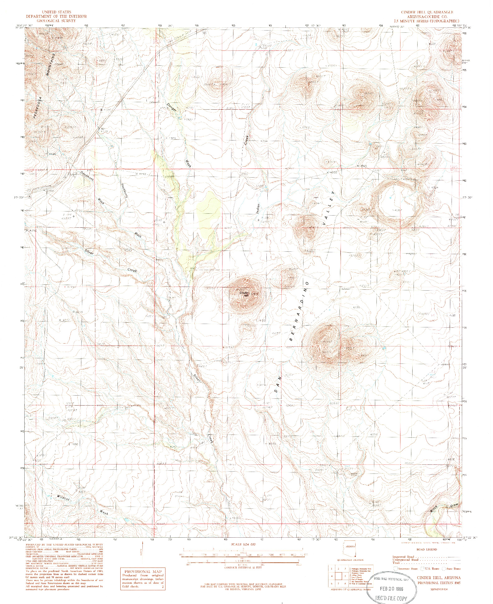 USGS 1:24000-SCALE QUADRANGLE FOR CINDER HILL, AZ 1985