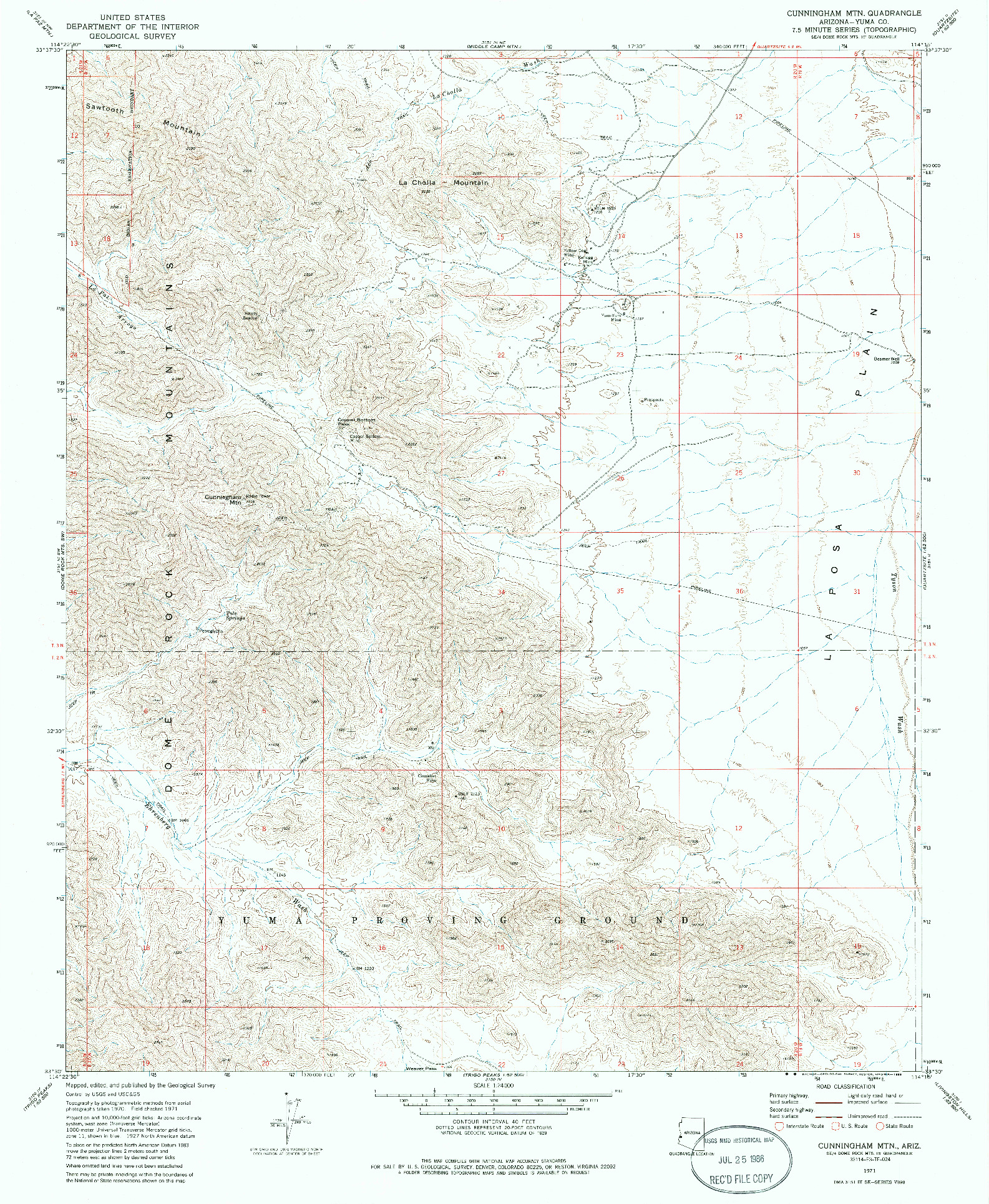 USGS 1:24000-SCALE QUADRANGLE FOR CUNNINGHAM MTN, AZ 1971