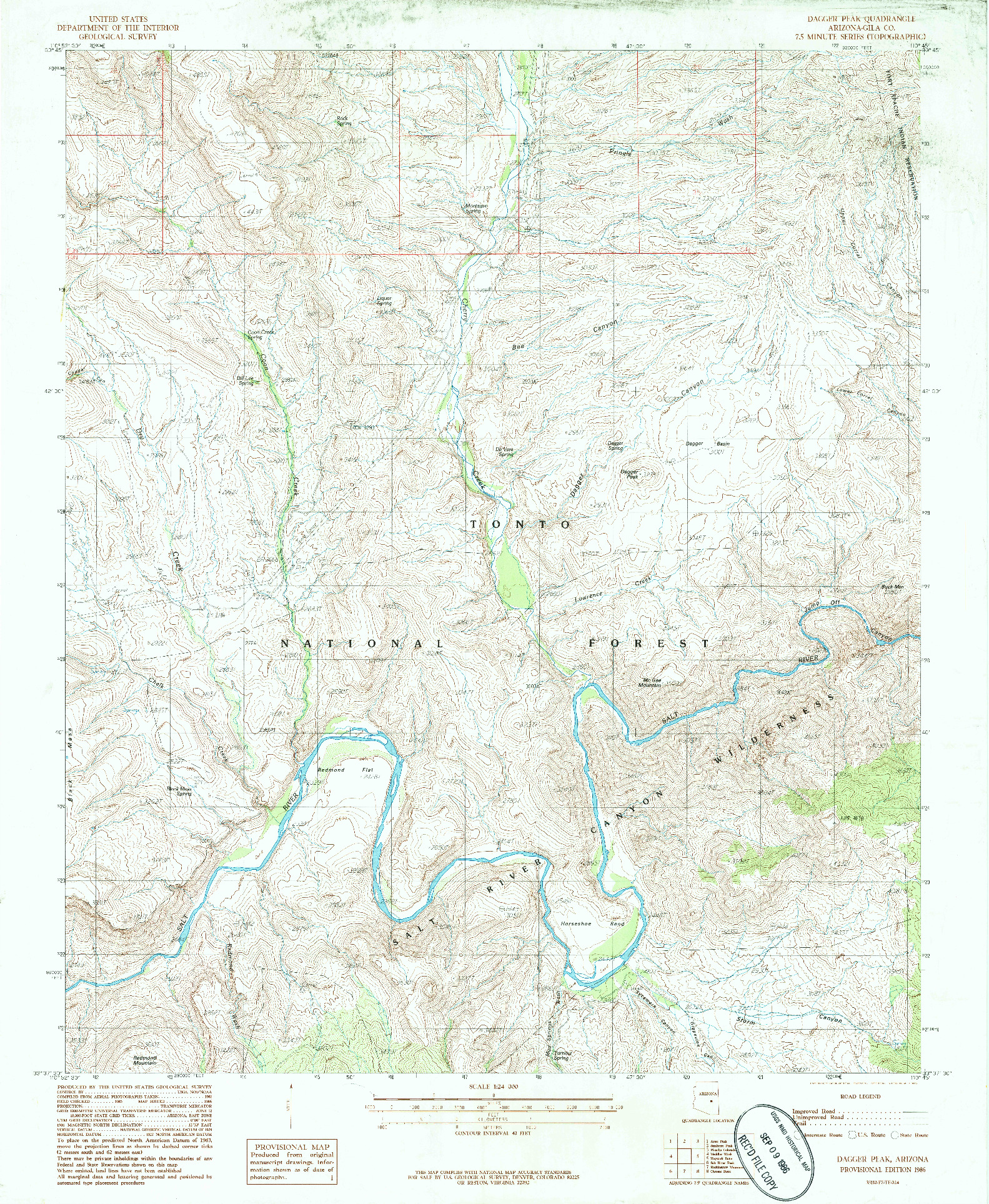 USGS 1:24000-SCALE QUADRANGLE FOR DAGGER PEAK, AZ 1986