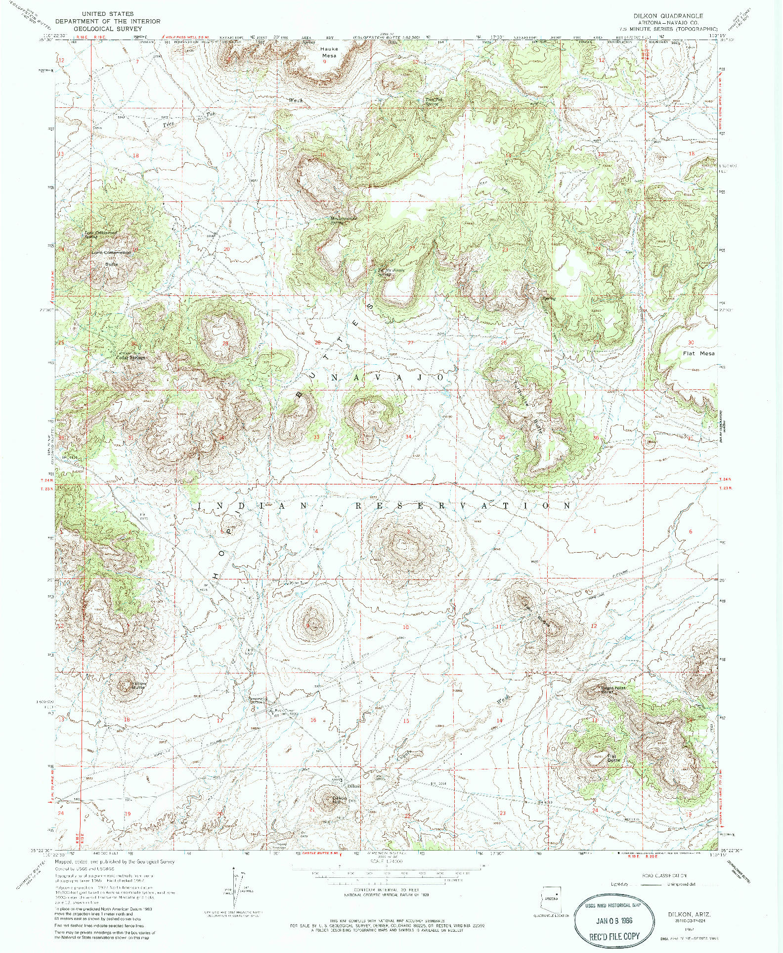 USGS 1:24000-SCALE QUADRANGLE FOR DILKON, AZ 1967