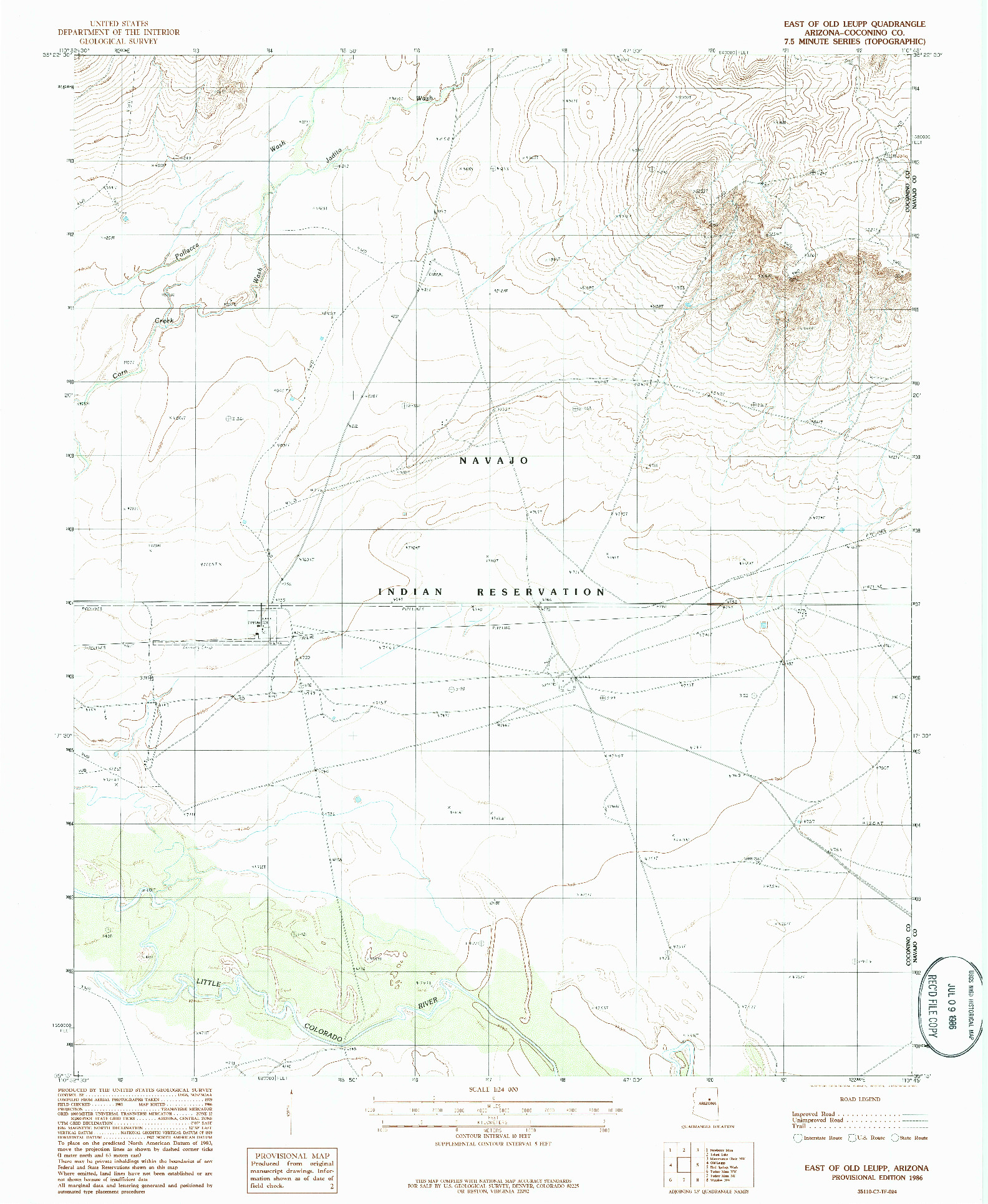 USGS 1:24000-SCALE QUADRANGLE FOR EAST OF OLD LEUPP, AZ 1986